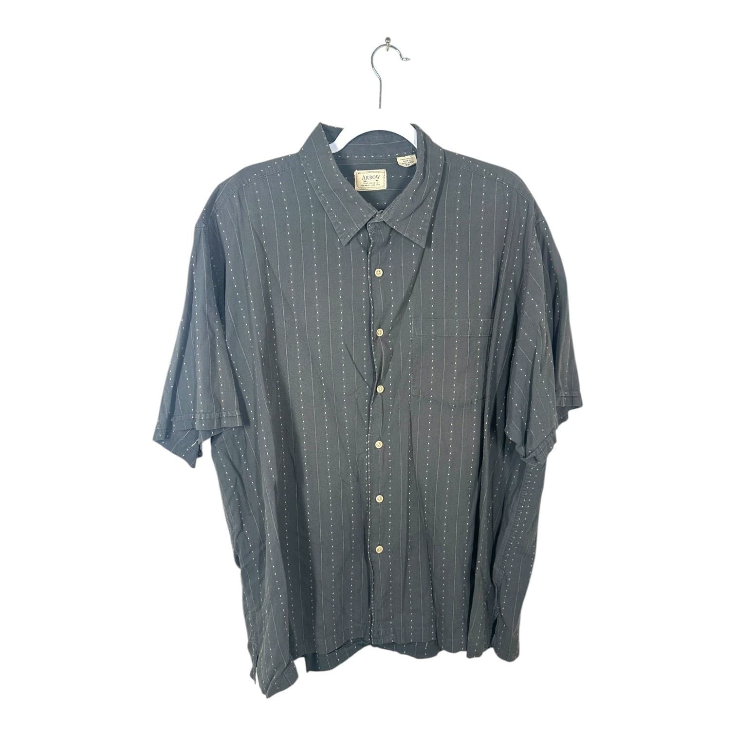 Arrow Men’s XXL Gray Patterned Button-Down Shirt | Classic Casual