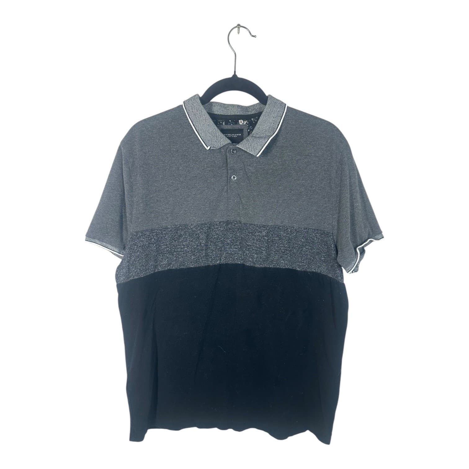 Denim & Flower Men’s XL Gray Black Short-Sleeve Polo