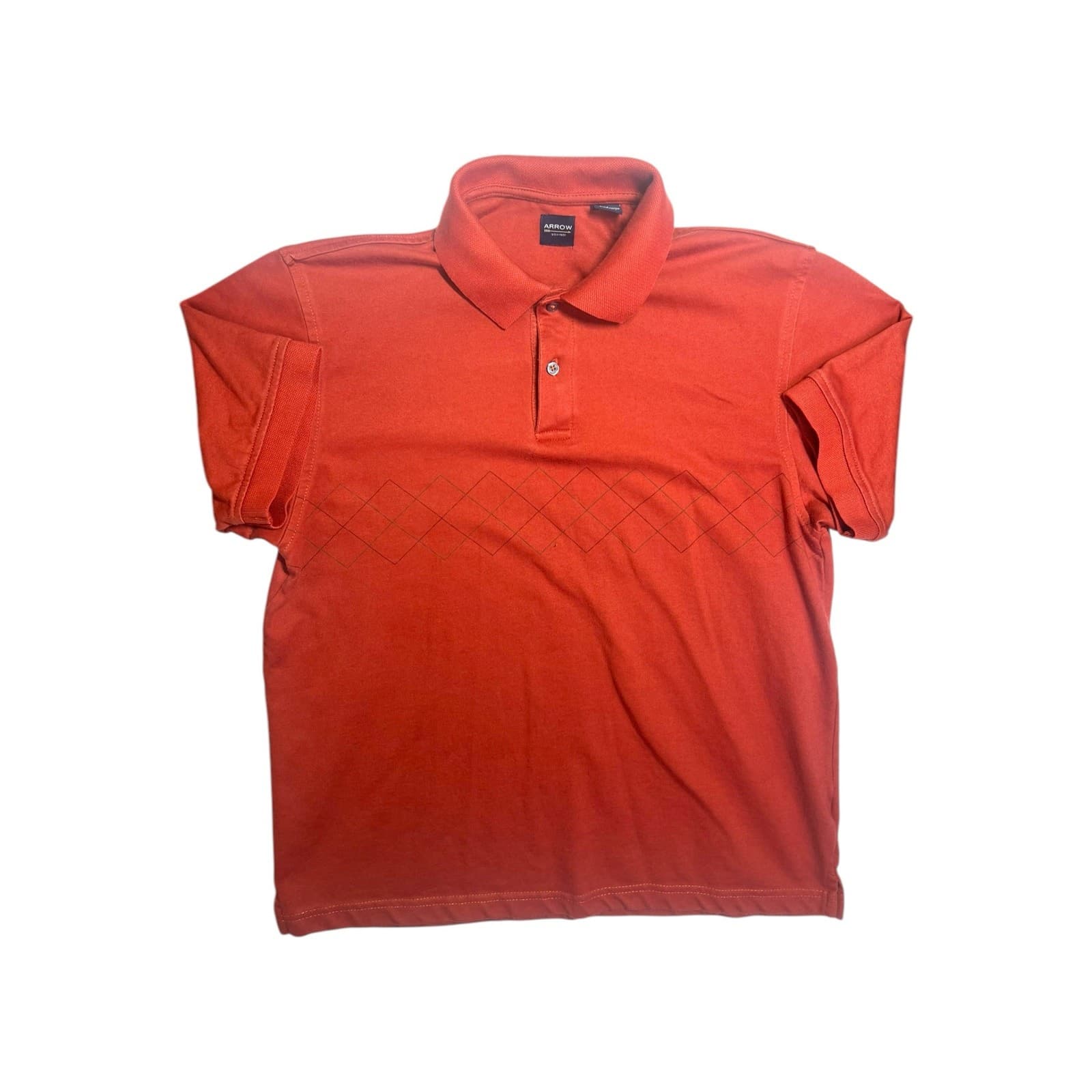 Arrow Men's Medium Red Orange Short-Sleeve Polo | Classic Casual Shirt