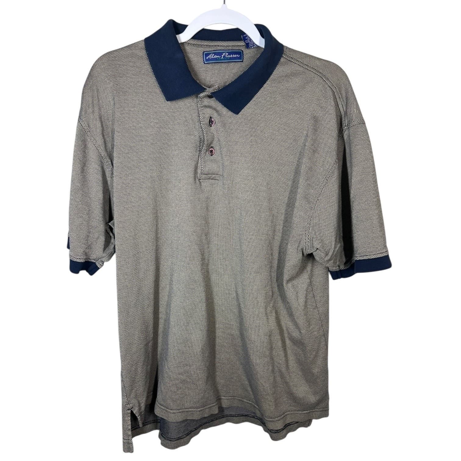 Alan Flusser Golf Men’s XL Brown Short Sleeve Polo Shirt – Classic Casual Style