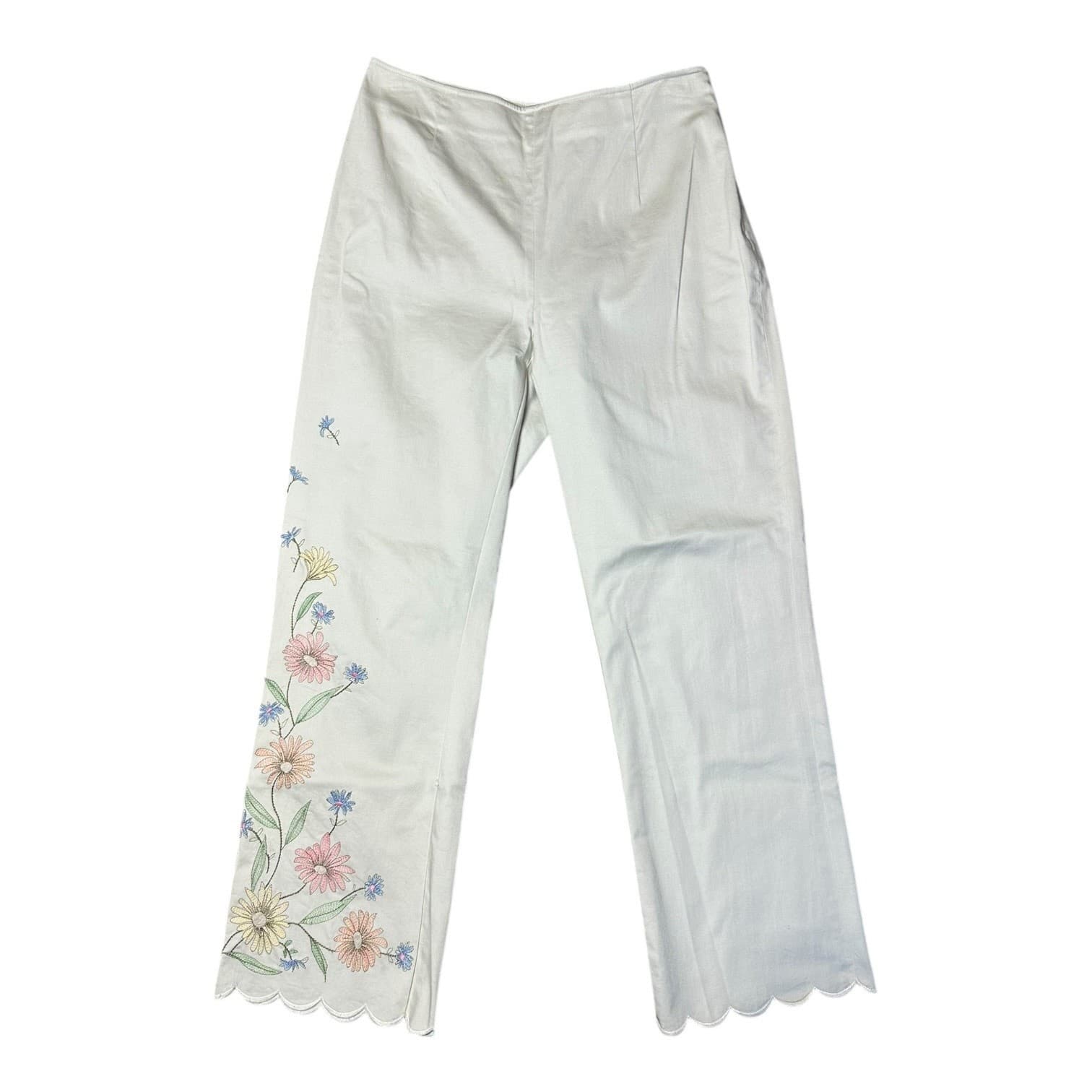 Harold’s Women’s White Floral Pants Size 0 Vintage Denim