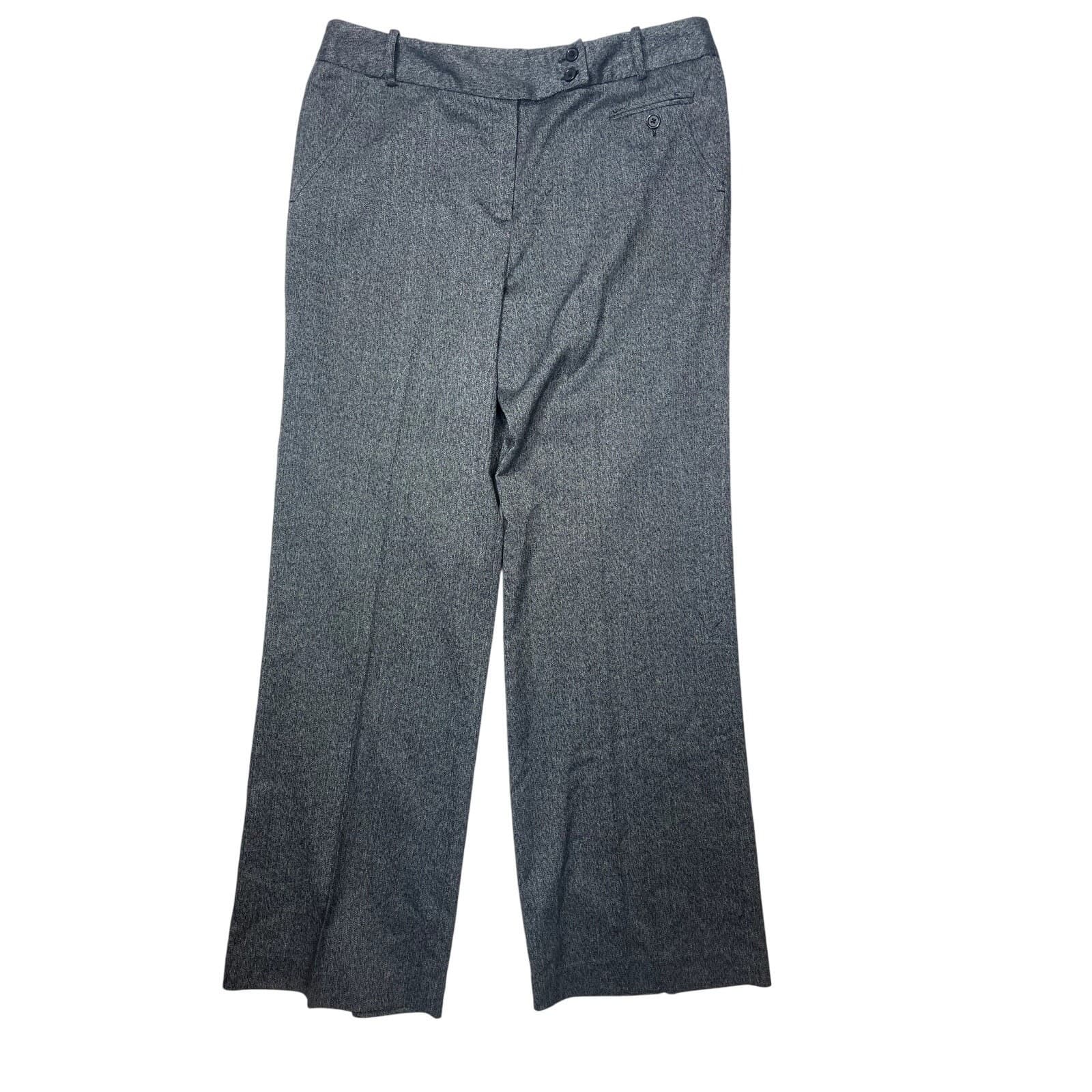 Larry Levine Stretch Gray Herringbone Wide Leg Dress Pants Women's Size 12