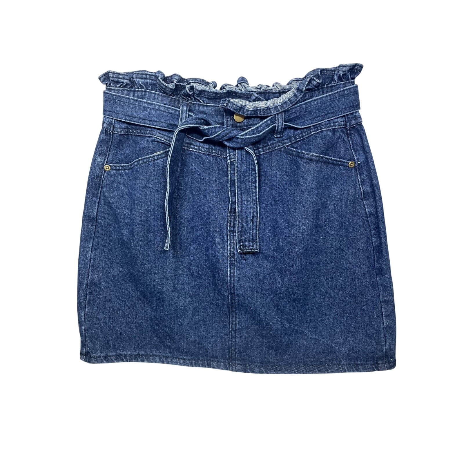 Molly Bracken Women’s Medium Paperbag Denim Skirt w/ Removable Belt