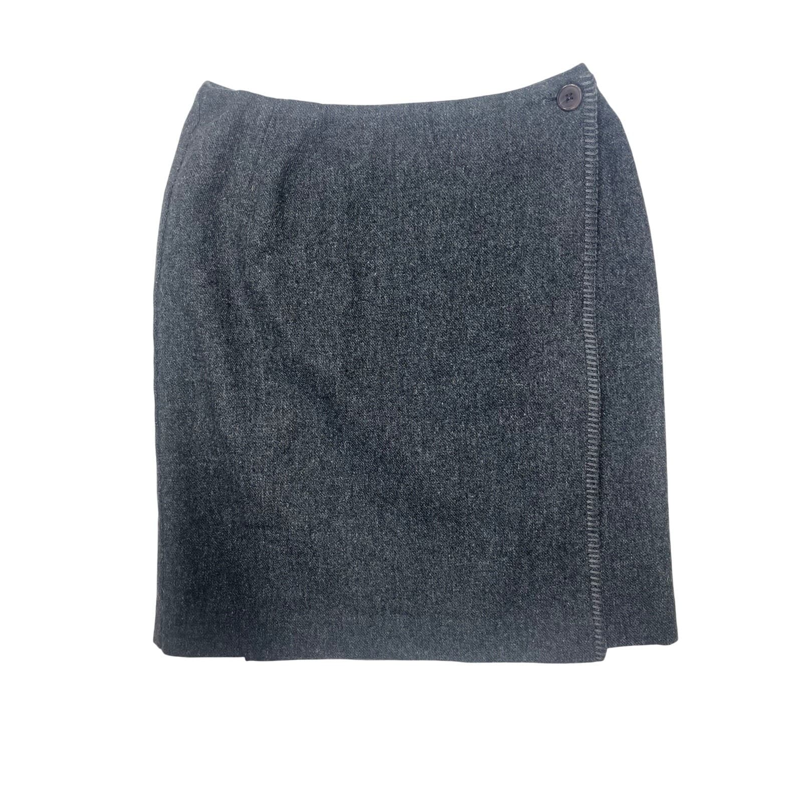 Vintage Herman Geist Women’s Gray Wool Skirt – Size 8 | Classic Lined Midi
