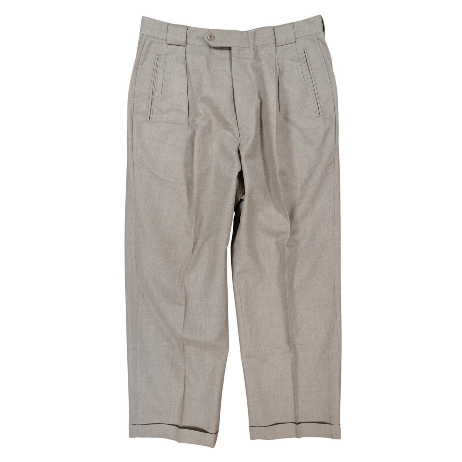 Tallia Uomo Dress Pants Mens 34R Tan Wool Pleated Cuffed Slacks Trousers