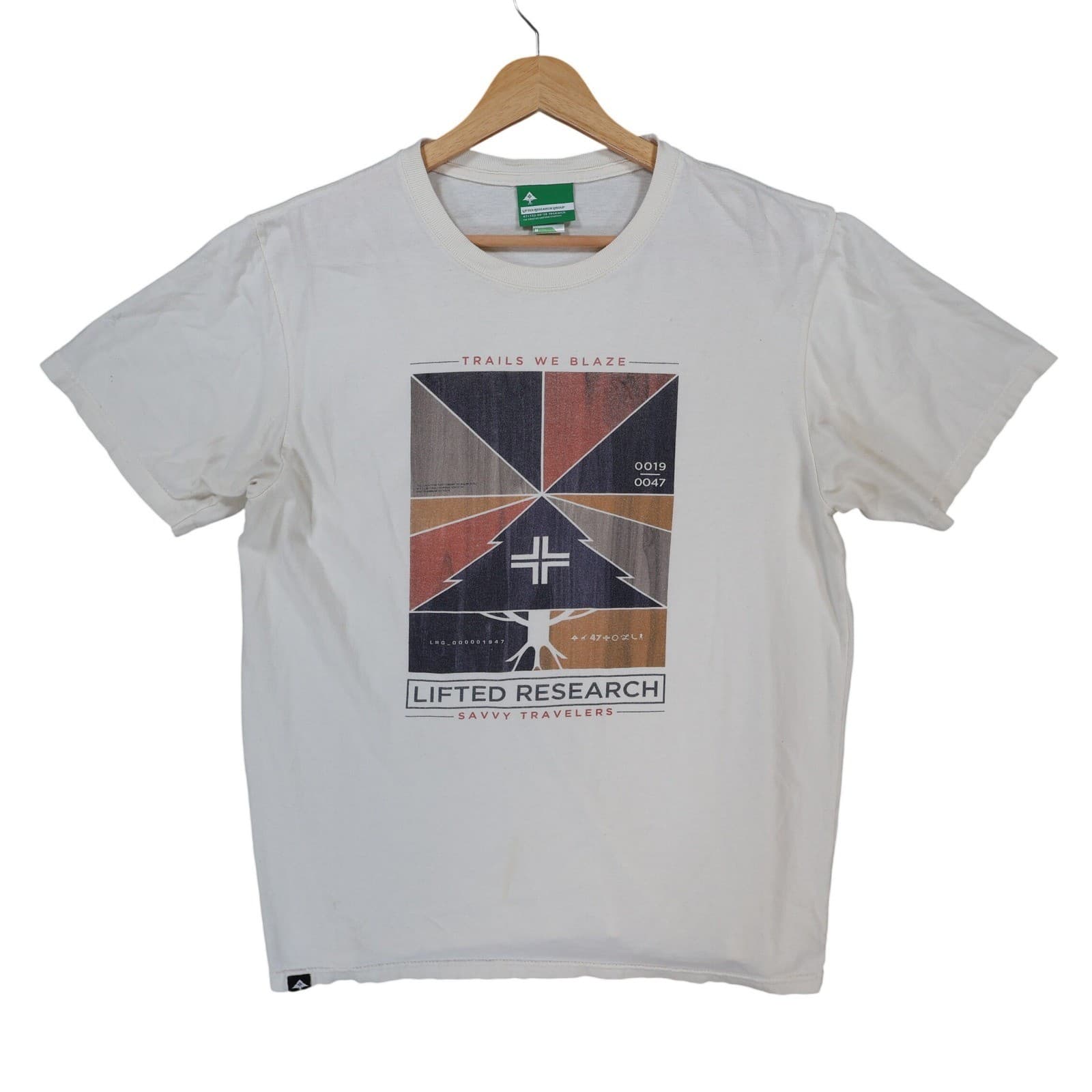 LRG T-Shirt Mens Medium White Cotton Graphic Short Sleeve Trails We Blaze Tee