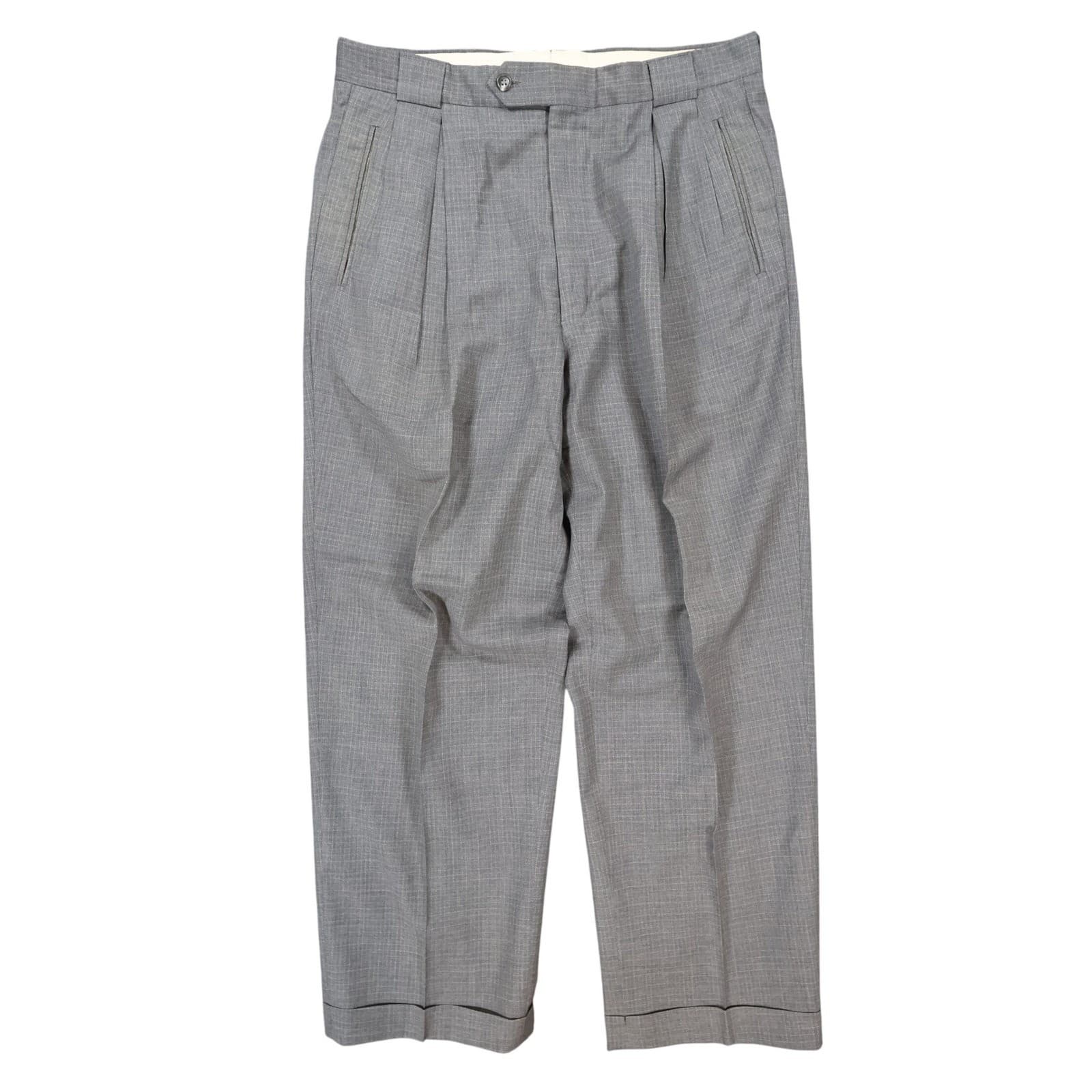 Tallia Uomo Dress Pants Mens 34R Grey Super 100s Wool Pleated Cuffed Trousers