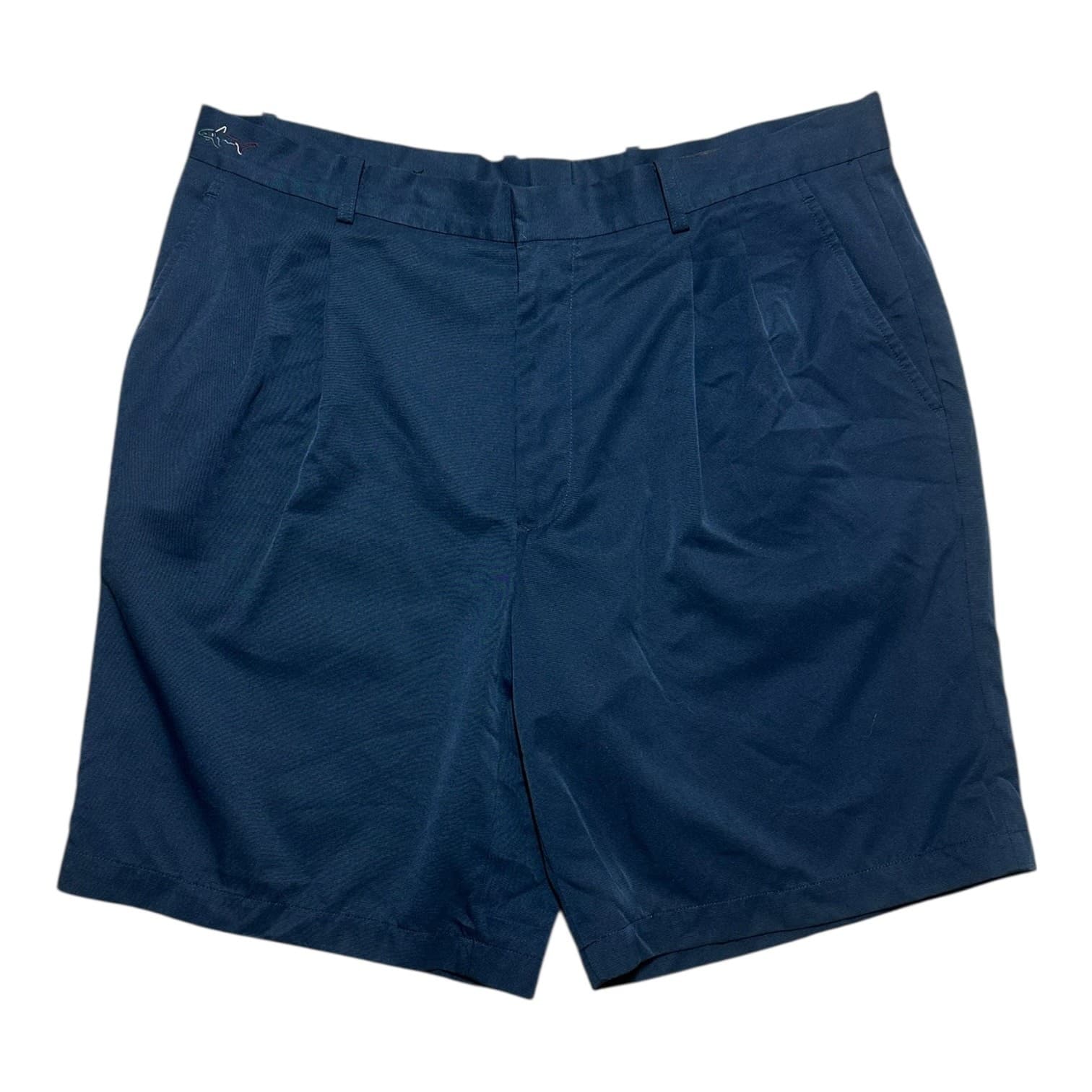 Greg Norman Men's Men's 38 Navy Blue Pleated Microfiber Golf Shorts Navy Blue