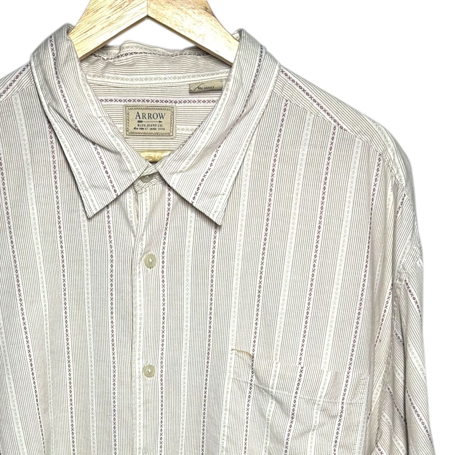 Arrow Men's Size XXL Striped Short Sleeve Cotton Shirt