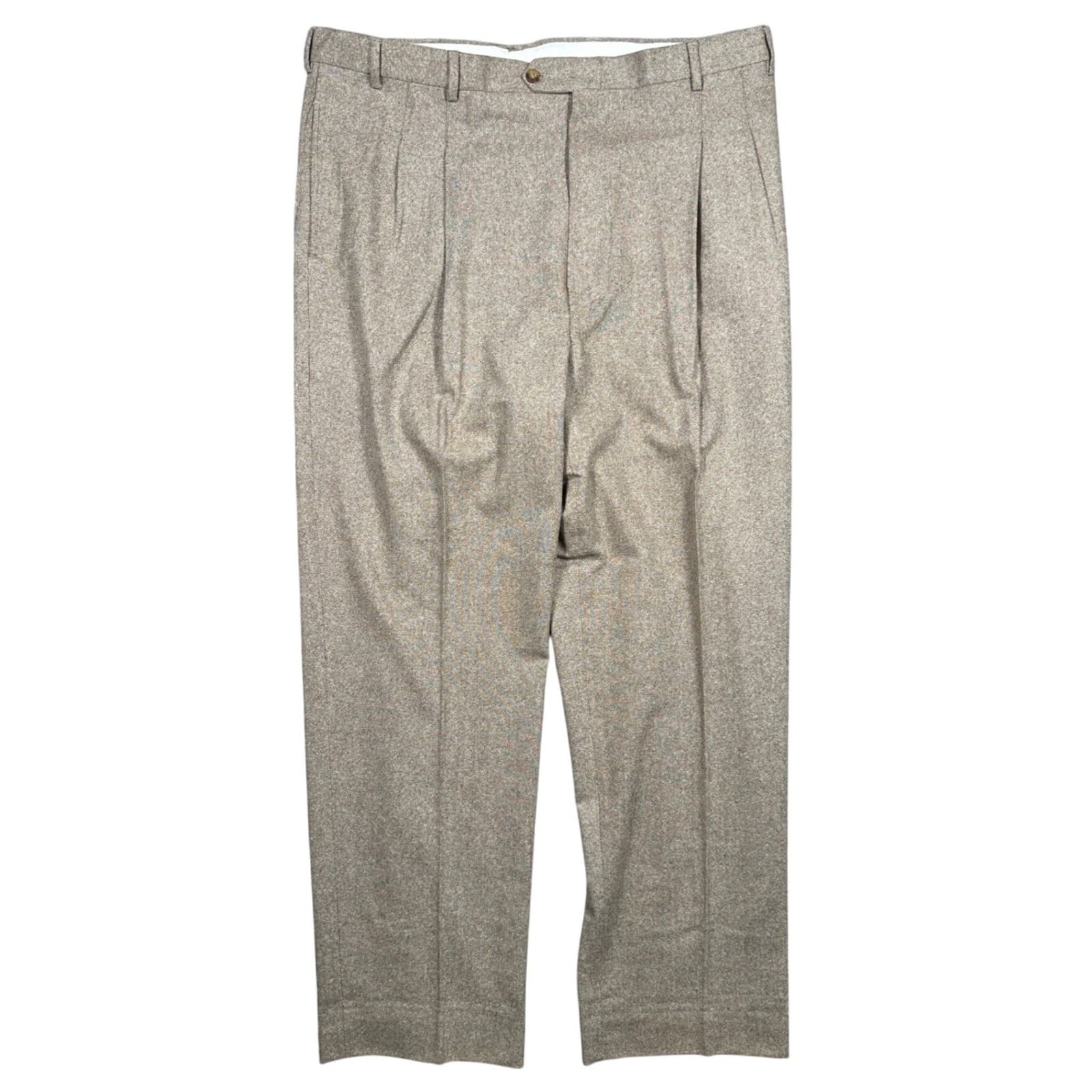Irvine Park Mens Size 44 Wool Cashmere Blend Pleated Dress Pants Tan 42x33.5