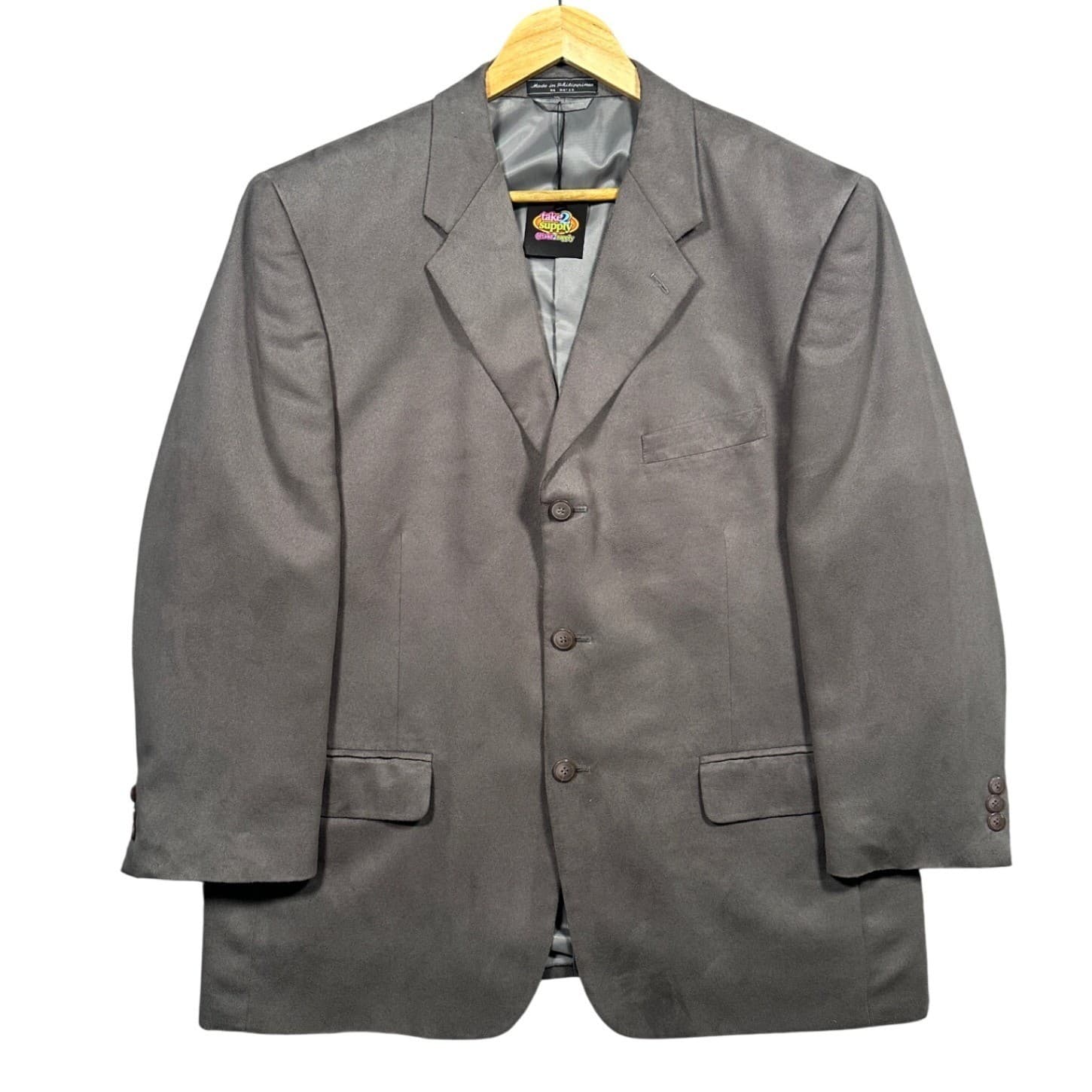 Jeffrey Banks SupraSuede Grey 3-Button Blazer Sport Coat Mens Size 44S
