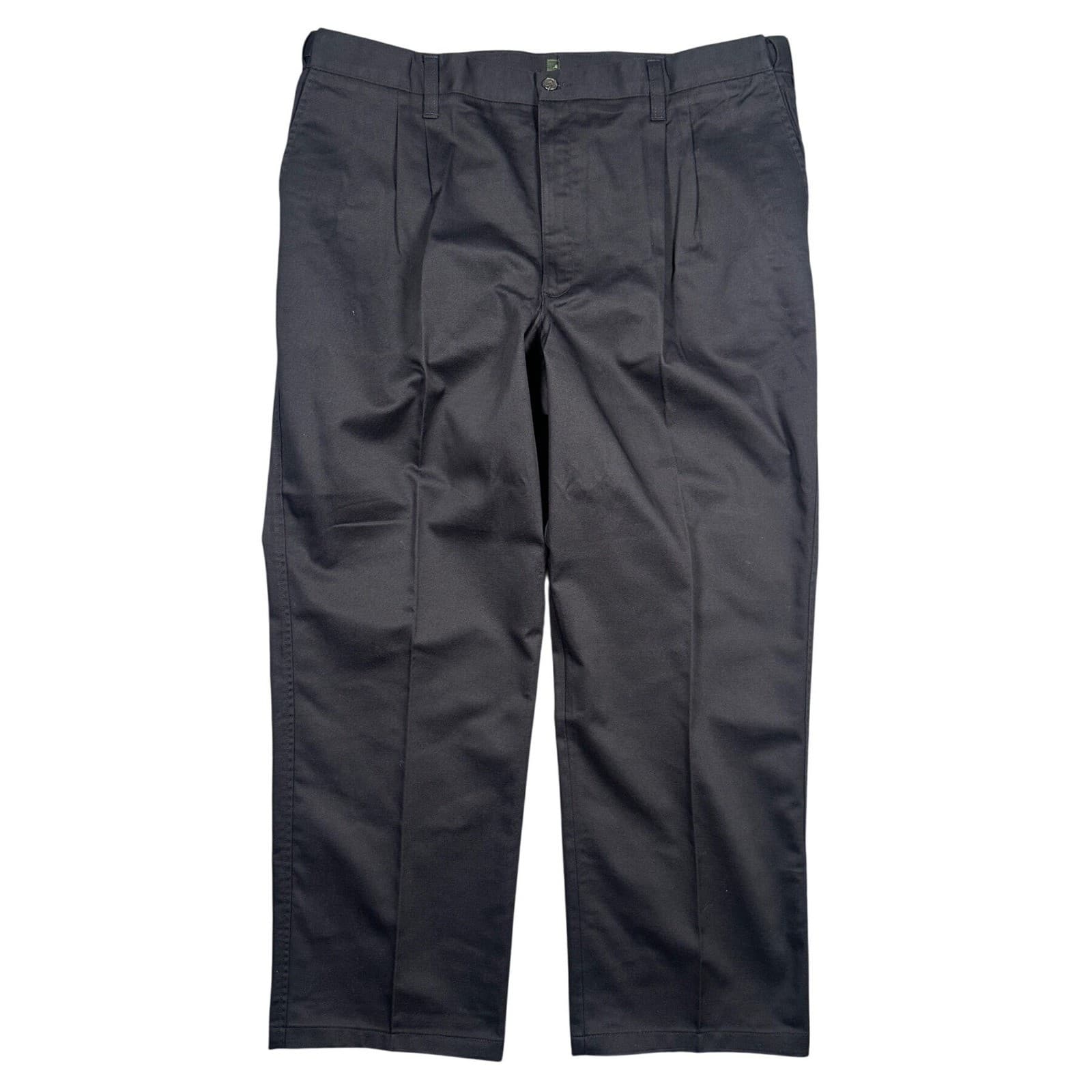 Eddie Bauer WRIN Black Pleated Chinos Mens 44x32 100% Cotton Pants
