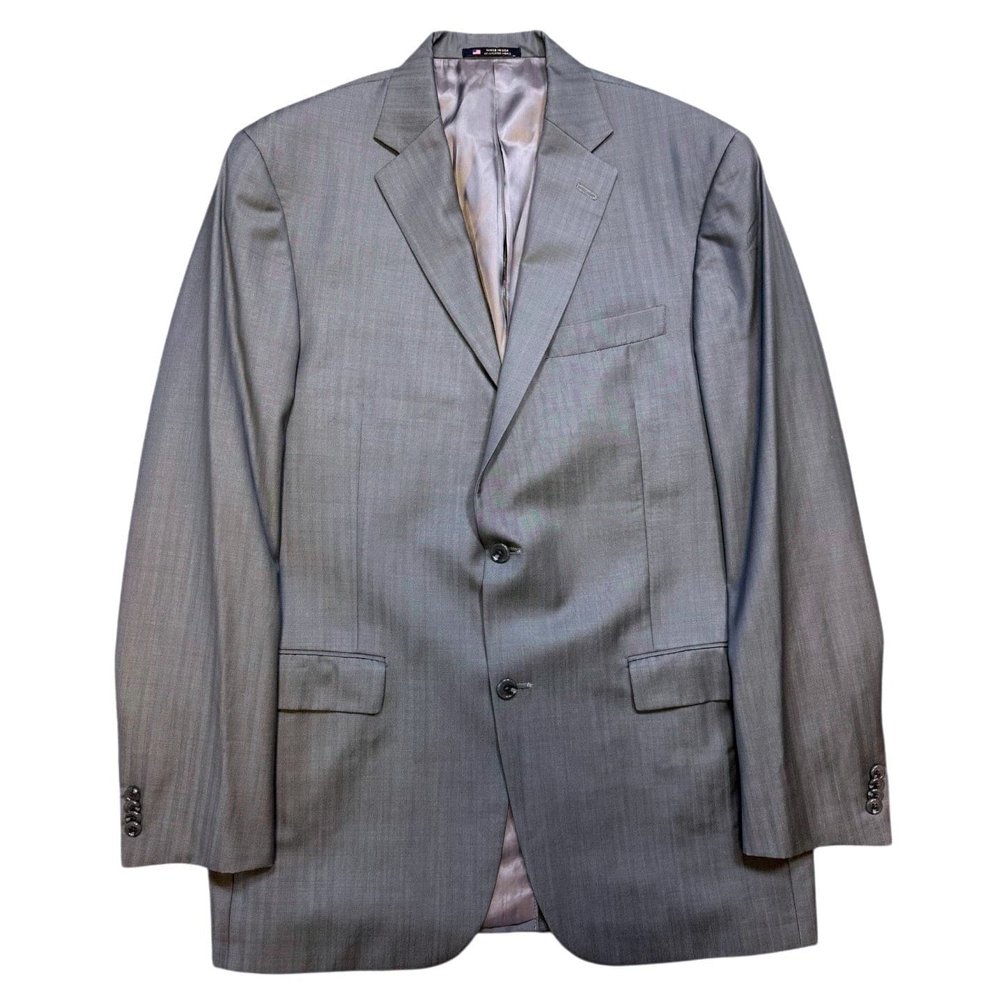 Hart Schaffner Marx Blazer Mens 42L Gray Excellent Zignone Wool Herringbone