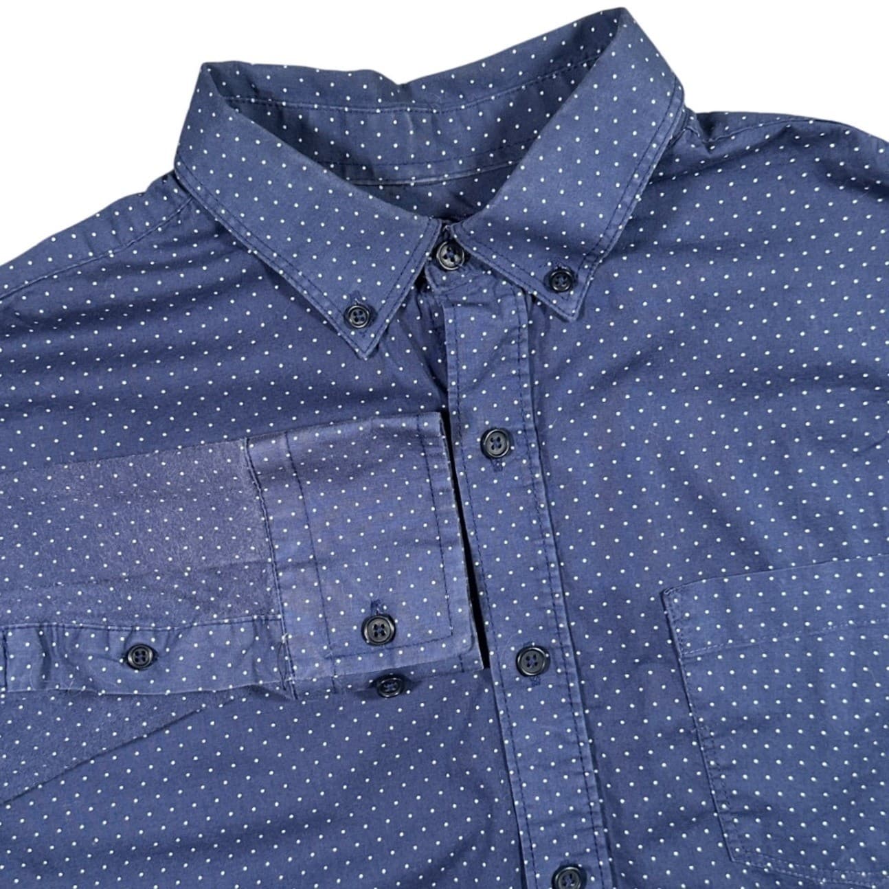 WRK Standard Shirt Mens Medium Blue Polka Dot Button Down Stretch