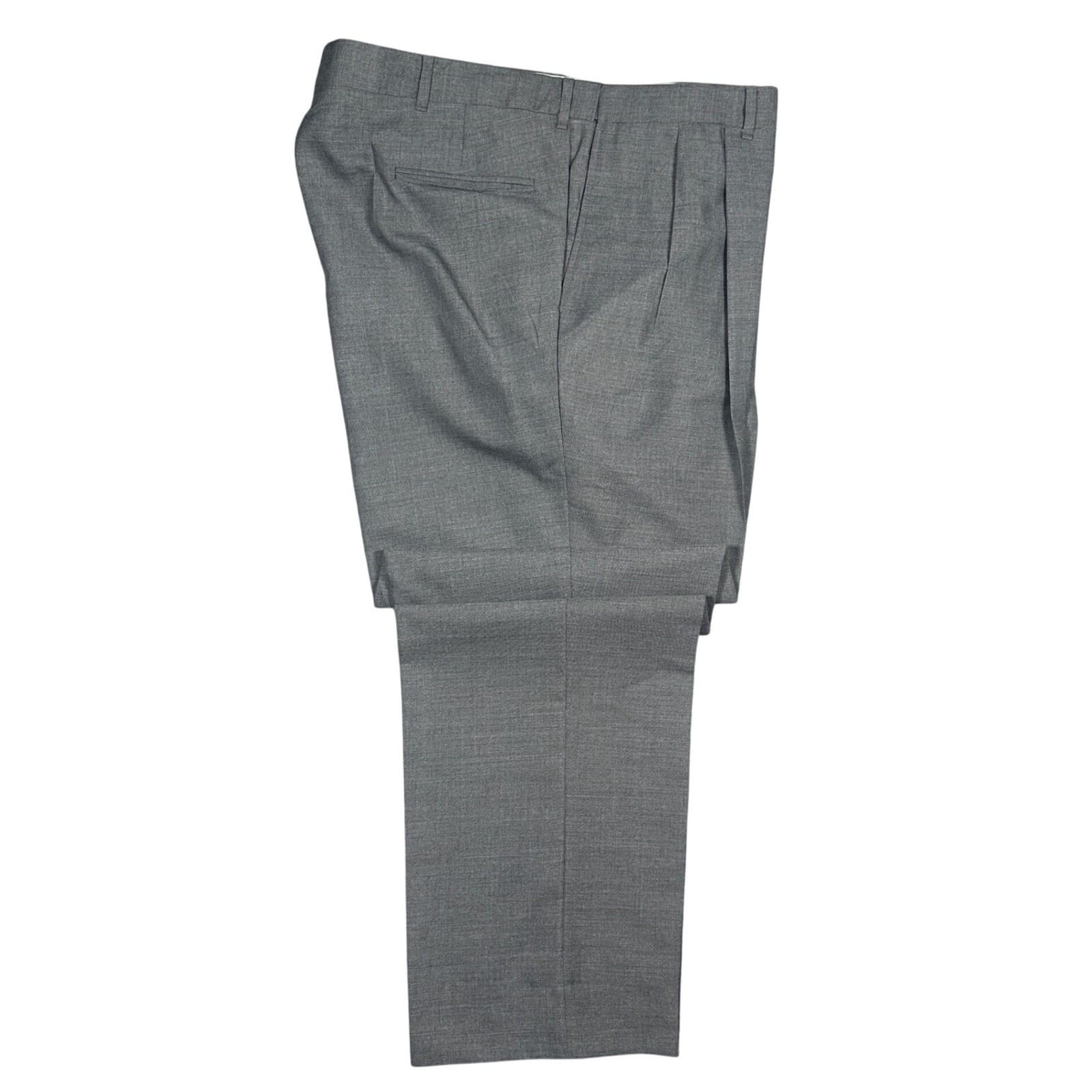Norm Thompson Dress Pants Men 44 Long Grey Pleated Worsted Wool Blend