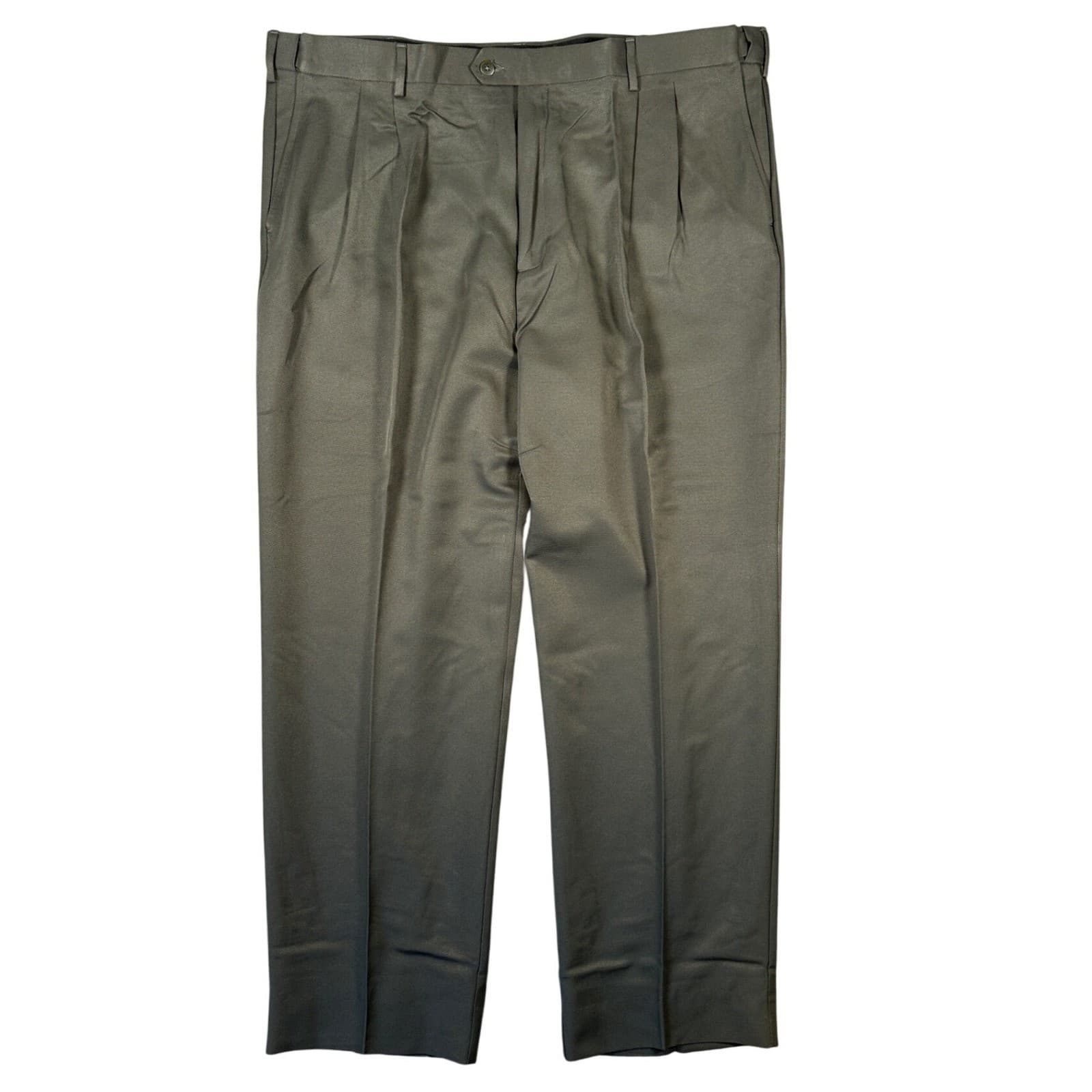 Savane Dress Pants Mens Size 44 Green Pleated Straight Leg 42x33