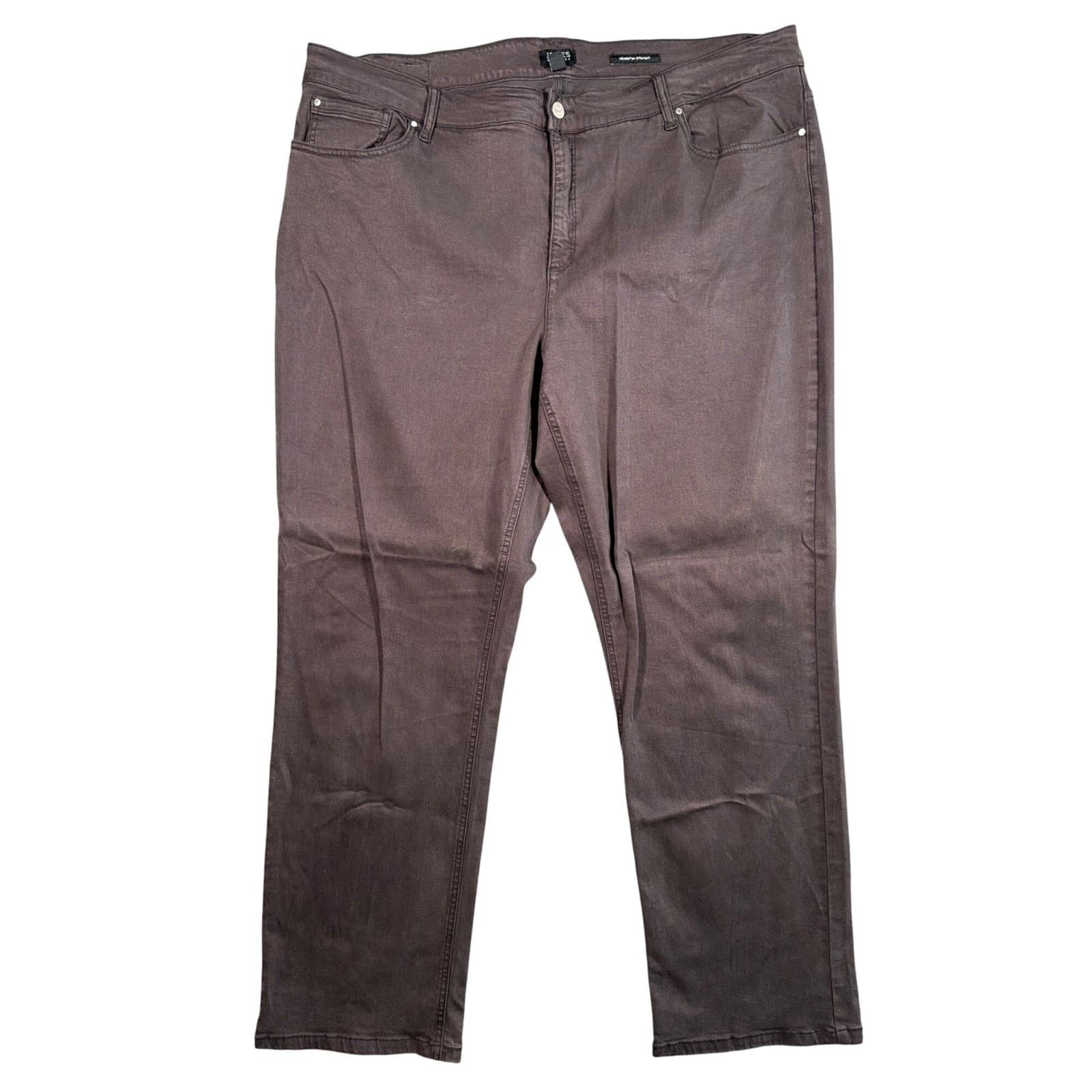 Jones New York Lexington Straight Women 22W Brown Excellent Lyocell Blend Pants