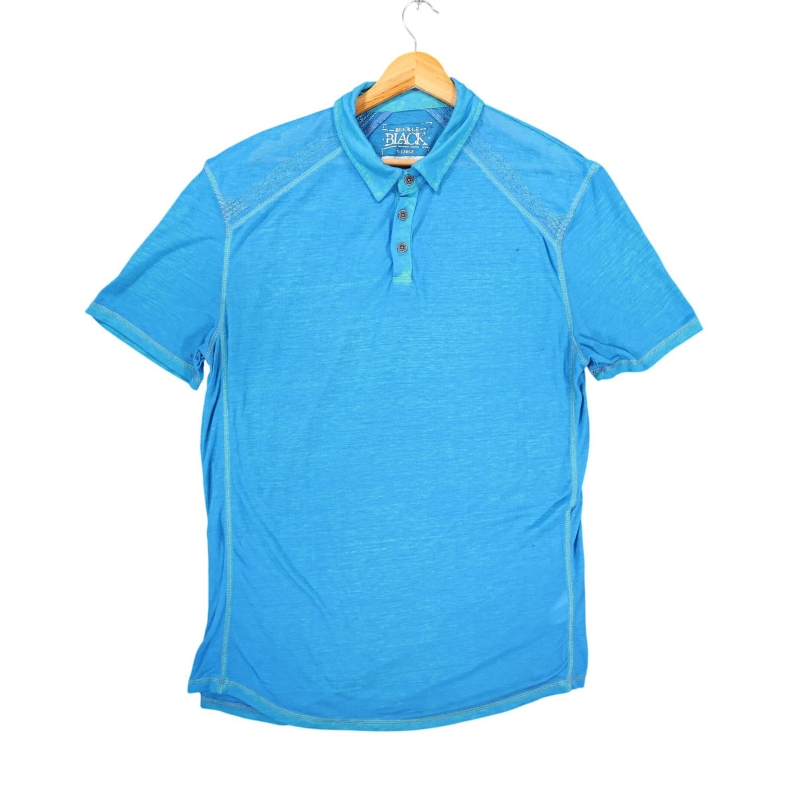 Buckle Black Polo Shirt Mens XL Blue Cotton Polyester Slub Knit Casual BB9187