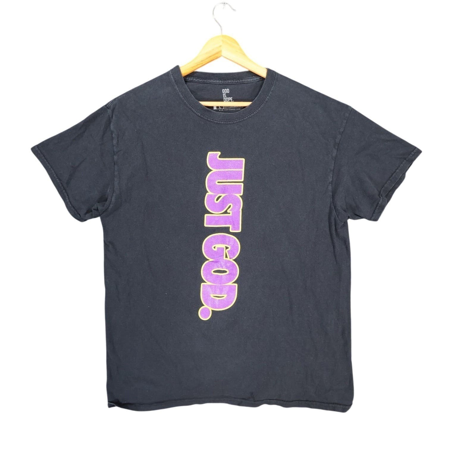 God Is Dope T-Shirt Mens Large Black Cotton Regular Fit Just God Graphic Tee