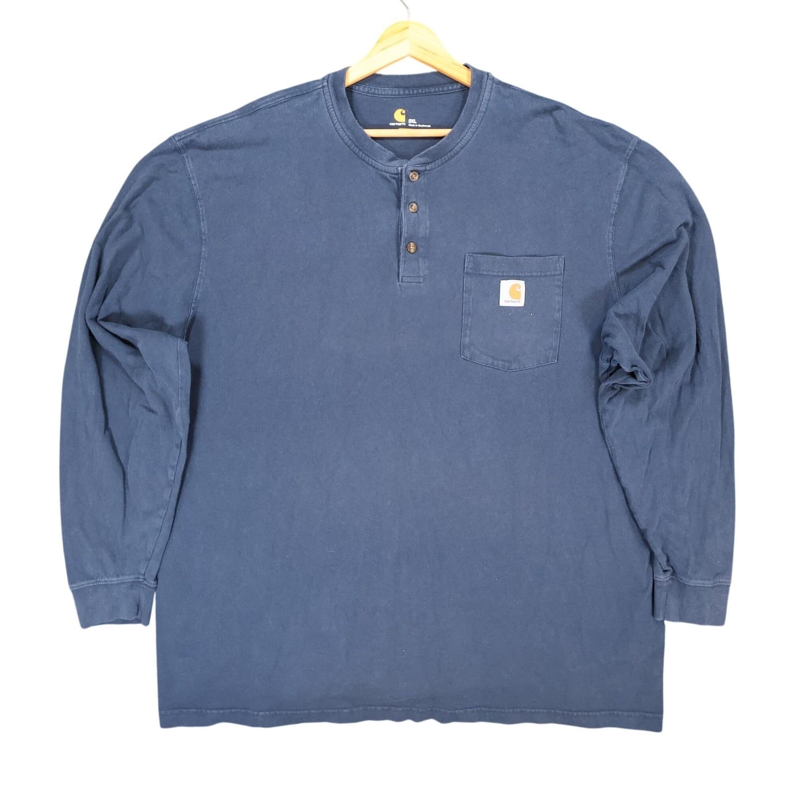 Carhartt Henley Shirt Mens 2XL Navy Blue Cotton Original Fit Workwear