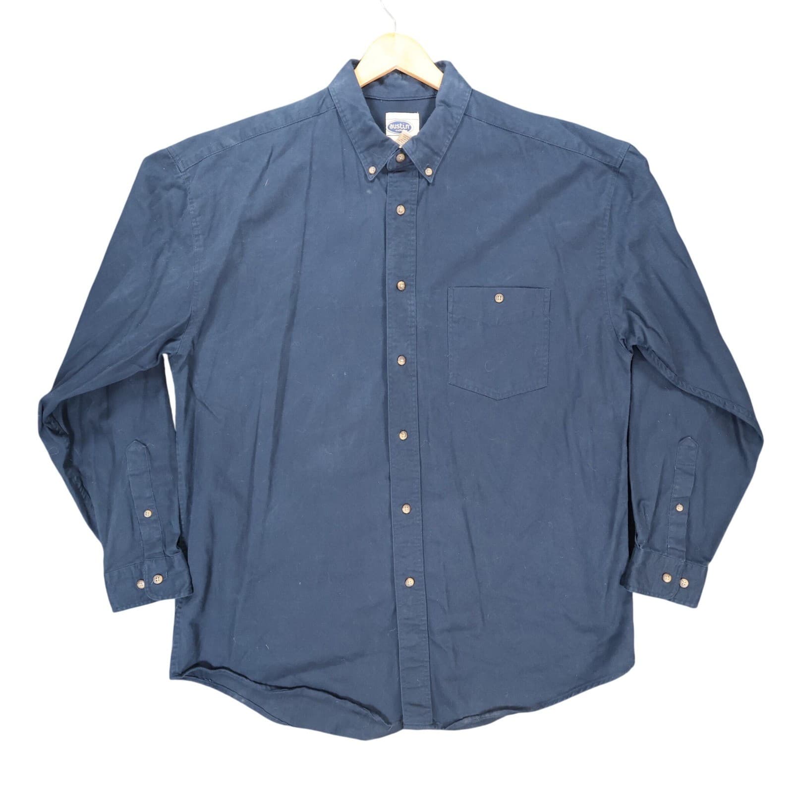 Austin Clothing Co Button Down Mens XL Navy Blue Excellent Long Sleeve Cotton