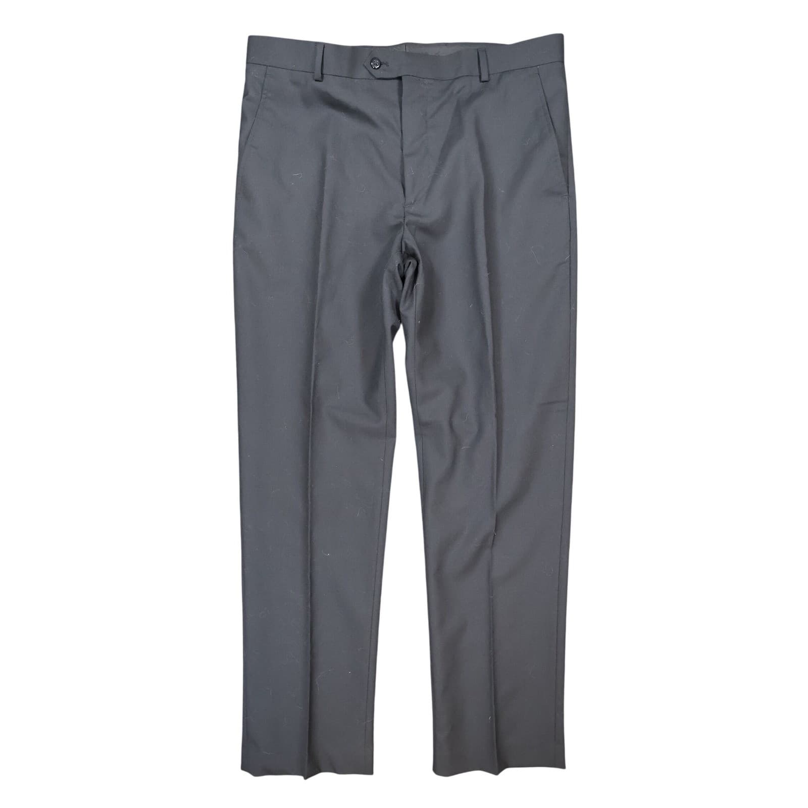Stafford Dress Pants Mens 36x32 Black 100% Wool Slim Fit Signature Trousers