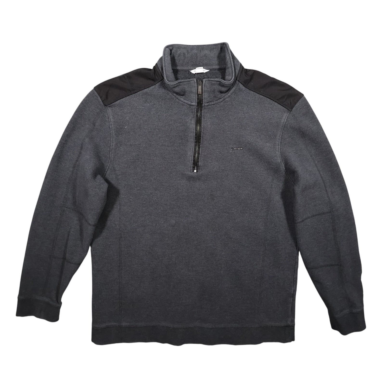 Calvin Klein Quarter Zip Pullover Mens XL Gray Excellent Mock Neck