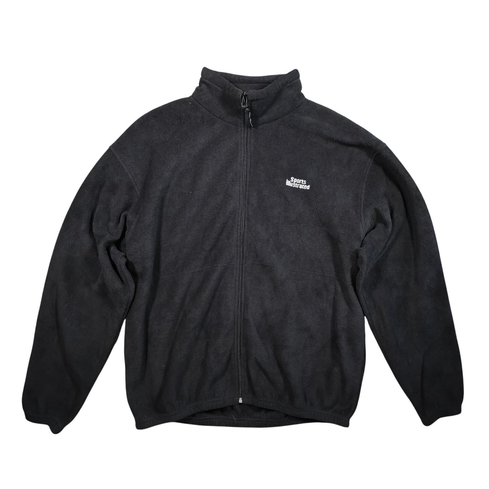 Sports Illustrated Fleece Jacket Mens XL Black Excellent Vintage Full Zip Mock