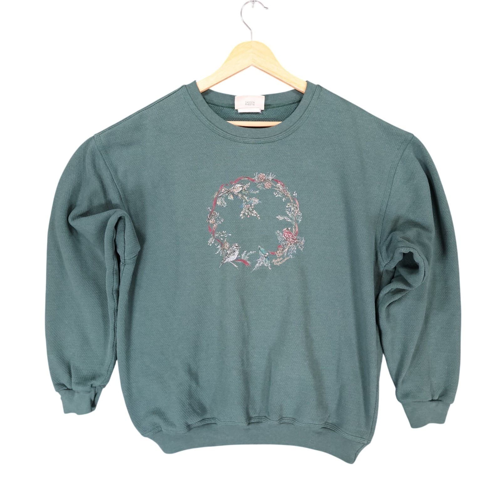Northern Reflections Sweatshirt Womens Medium Green Cotton Blend Vintage Bird