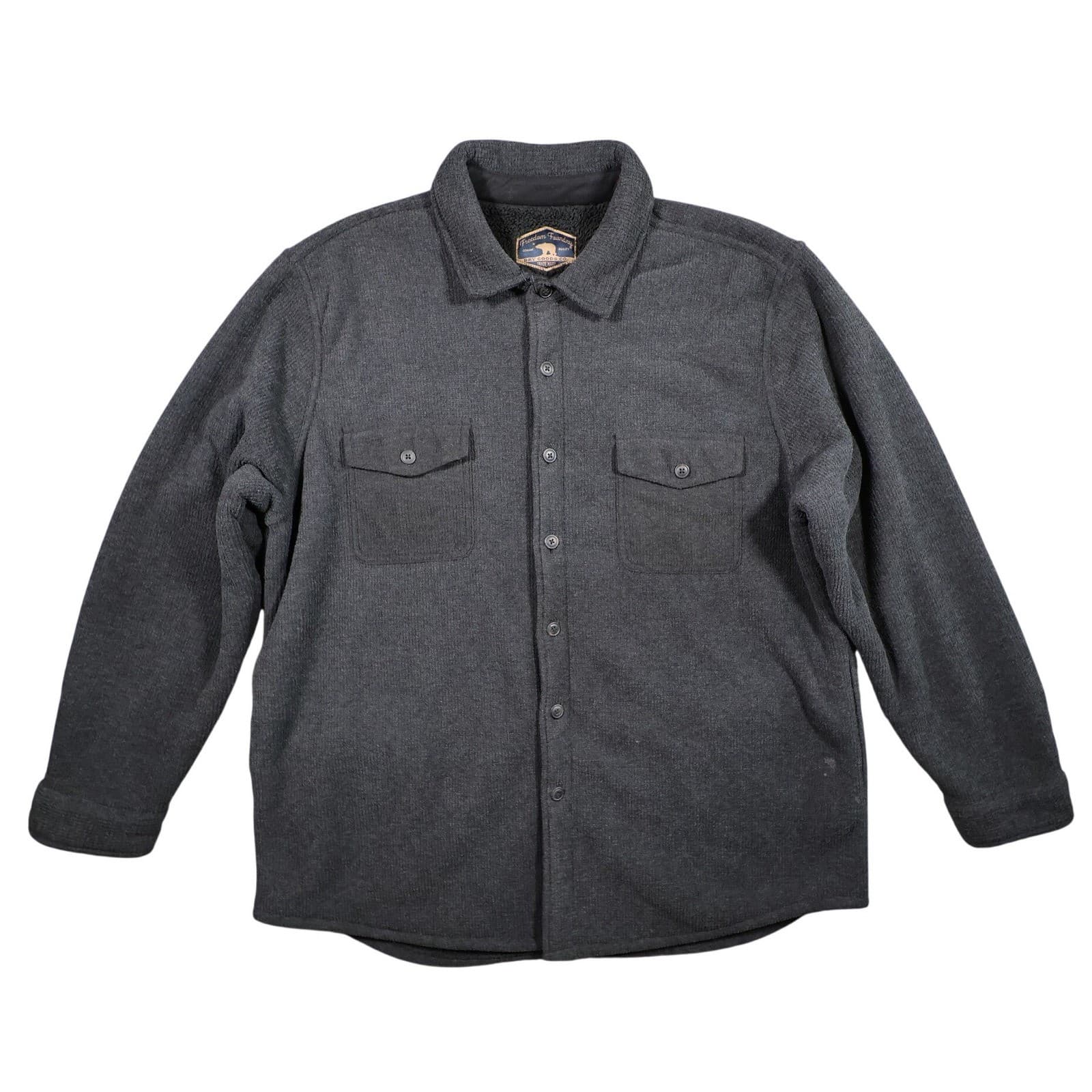 Freedom Foundry Shirt Jacket Mens XXL Gray Excellent Sherpa Lined Fleece Heavy