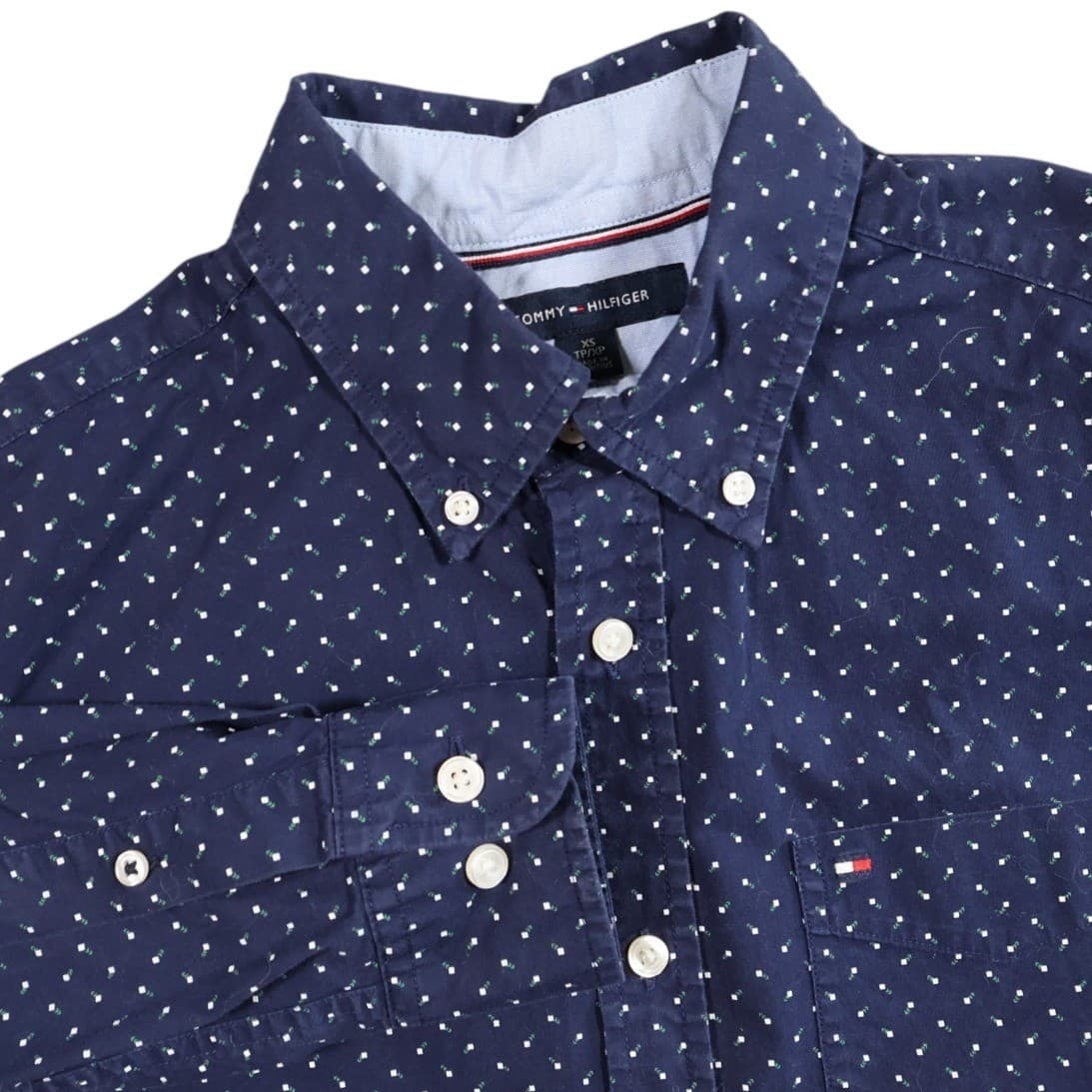 Tommy Hilfiger Button Up Shirt Mens XS Blue Excellent Polka Dot