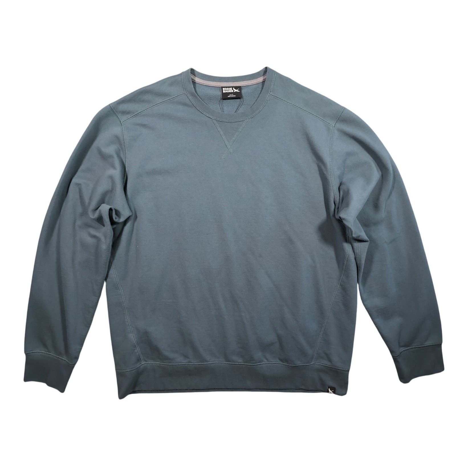 Eddie Bauer Sweatshirt Mens L Blue Vintage Long Sleeve Crew Neck Fleece