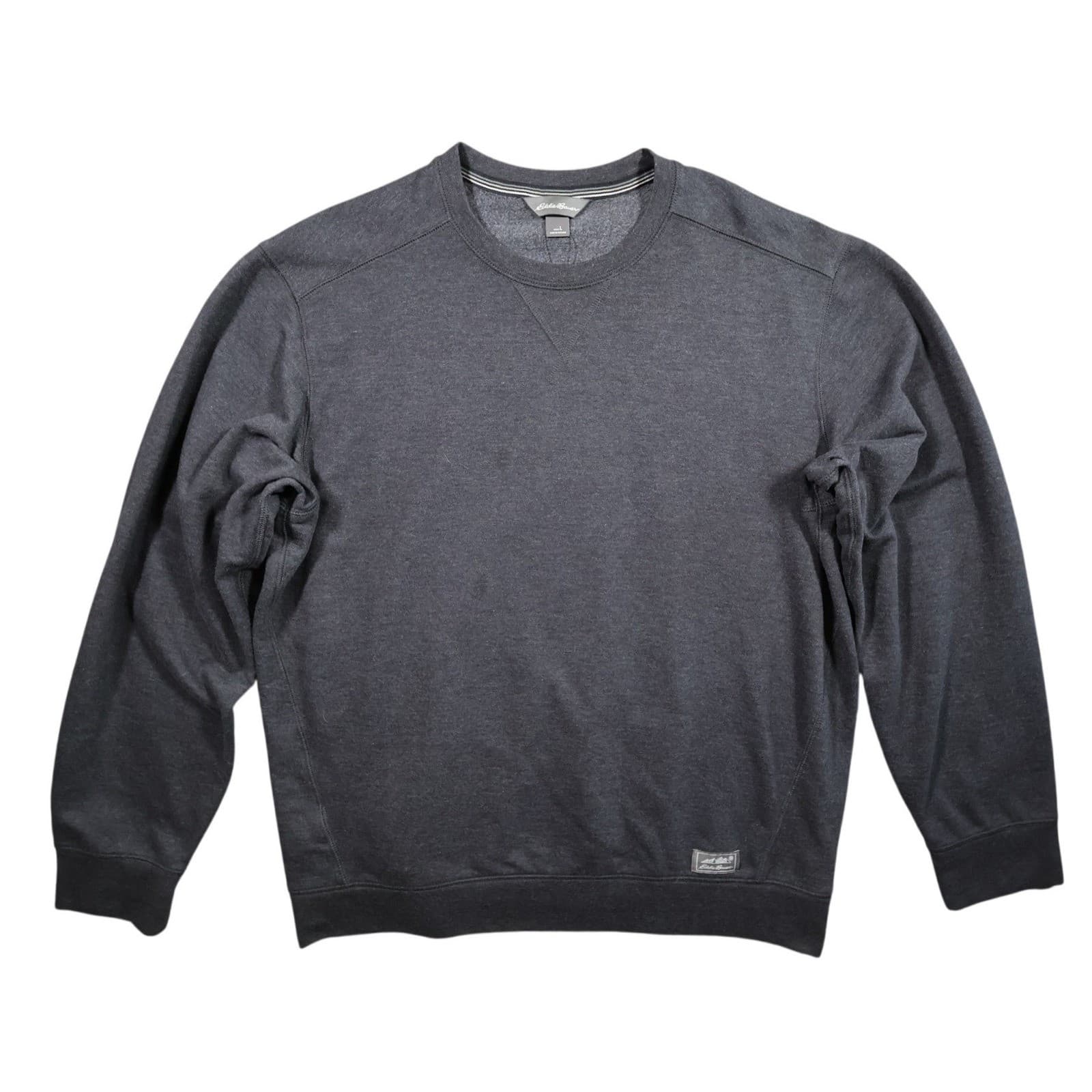 Eddie Bauer Sweatshirt Mens L Gray Excellent Vintage Crewneck Fleece Pullover