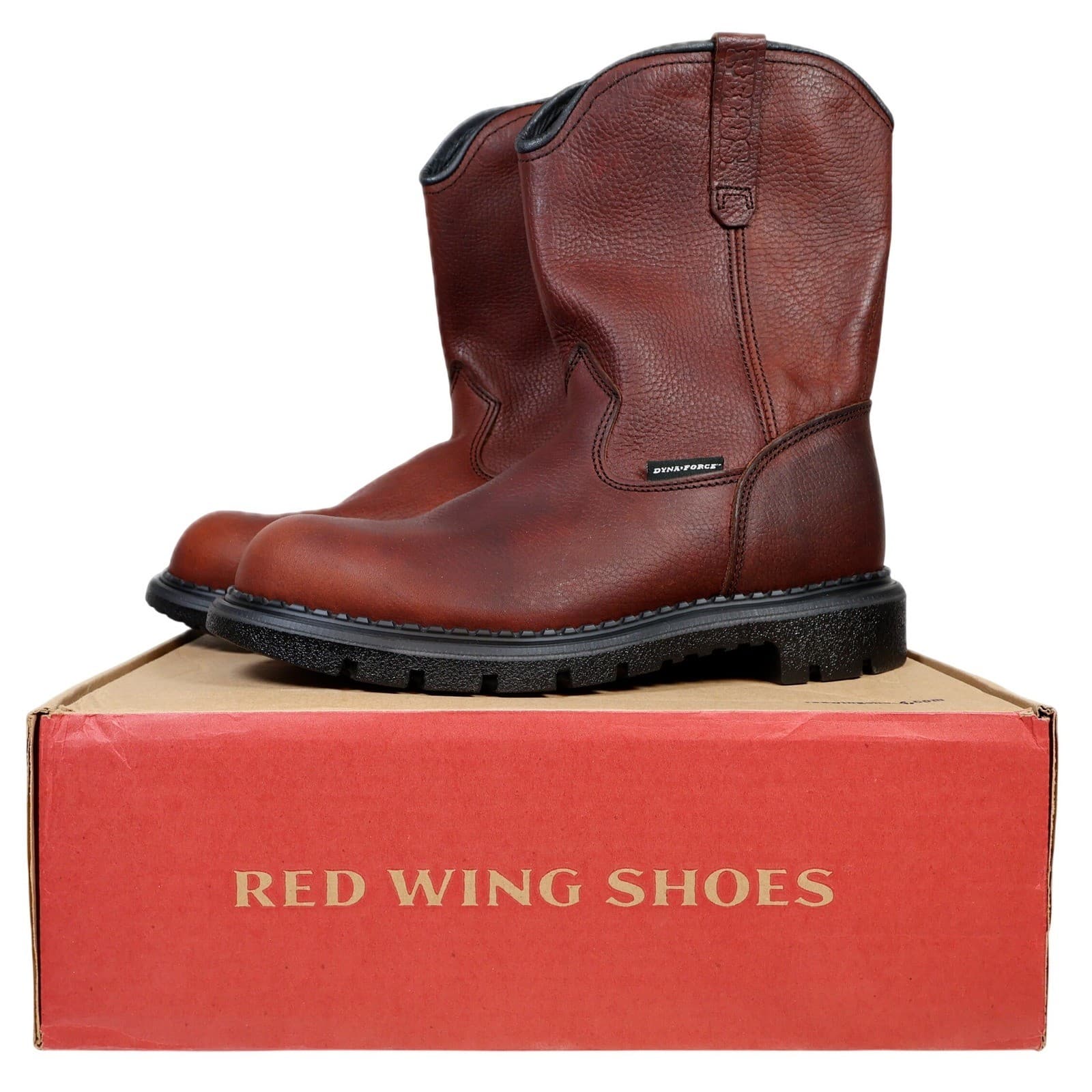 Red Wing Pecos DynaForce Work Boots Mens 9 D Brown Leather Pull On 1149 USA EH