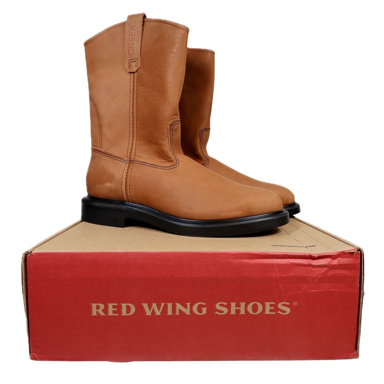 Red Wing Pecos 1105 Work Boots Mens 10.5 D Brown Leather Pull On Made in USA EH