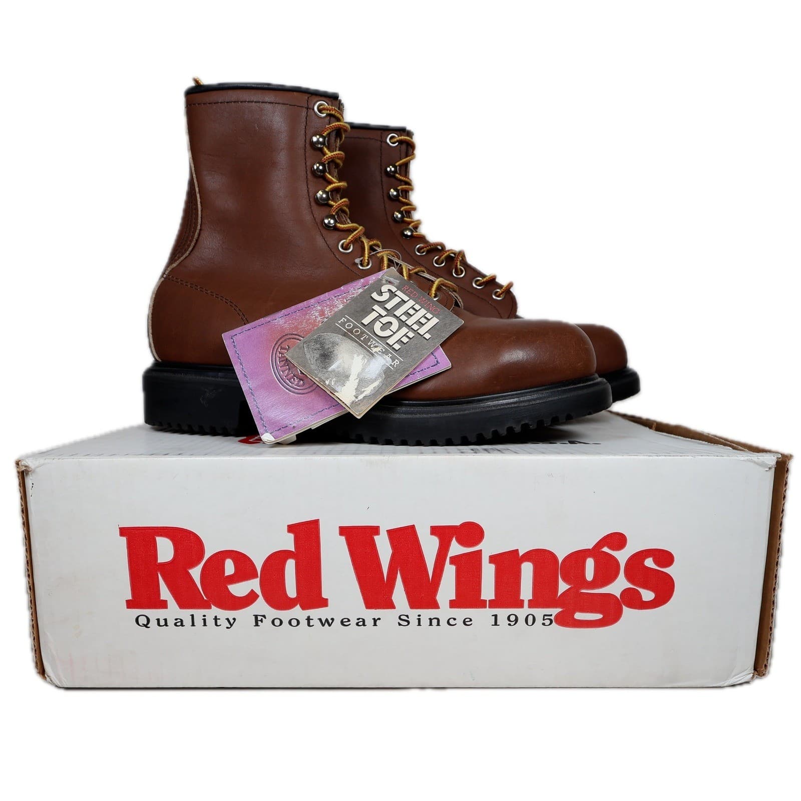 Red Wing 2233 Steel Toe Boots Mens 8 E2 Brown Leather Work Safety Made in USA