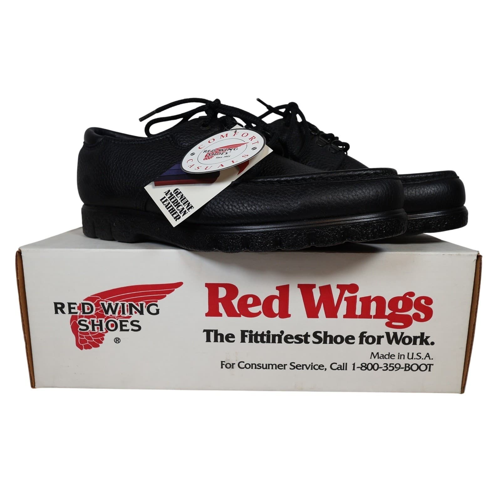 Red Wing 8624 Oxford Shoes Mens 9.5 D Black Leather Vintage USA Deadstock Work