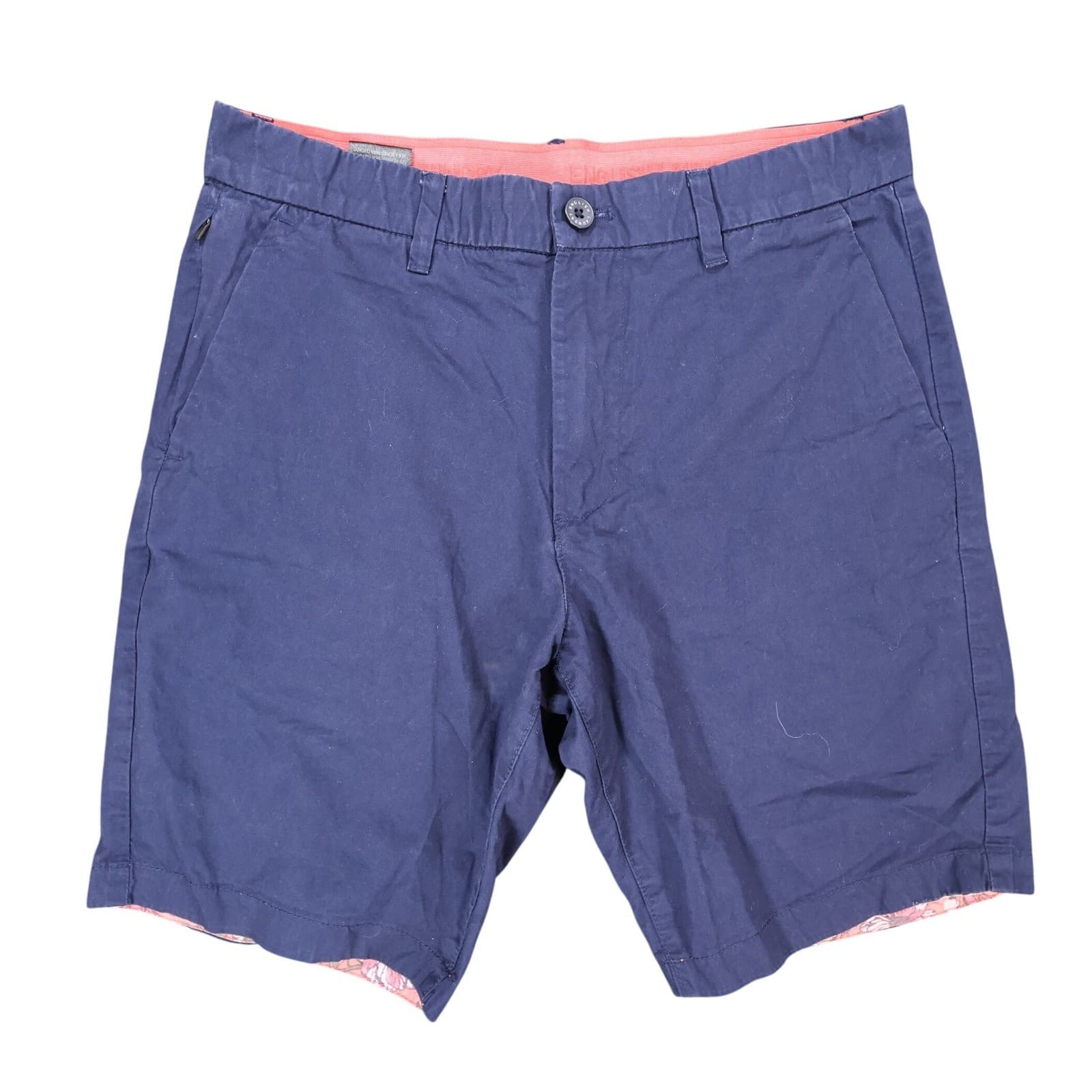 English Laundry Chino Shorts Mens 30 Navy Blue Cotton Regular Fit Casual Summer