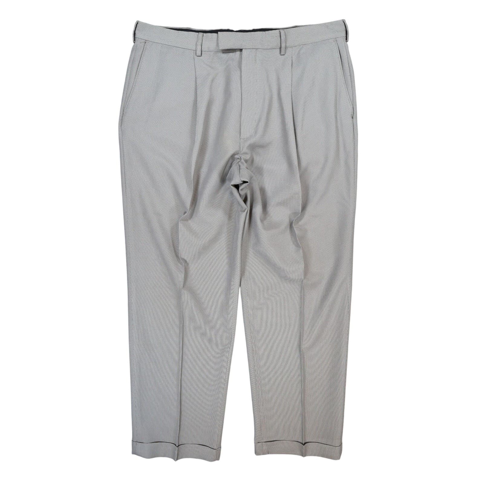 Roundtree & Yorke Dress Pants Mens 38x30 Gray Polyester Pleated Easy Care Slacks