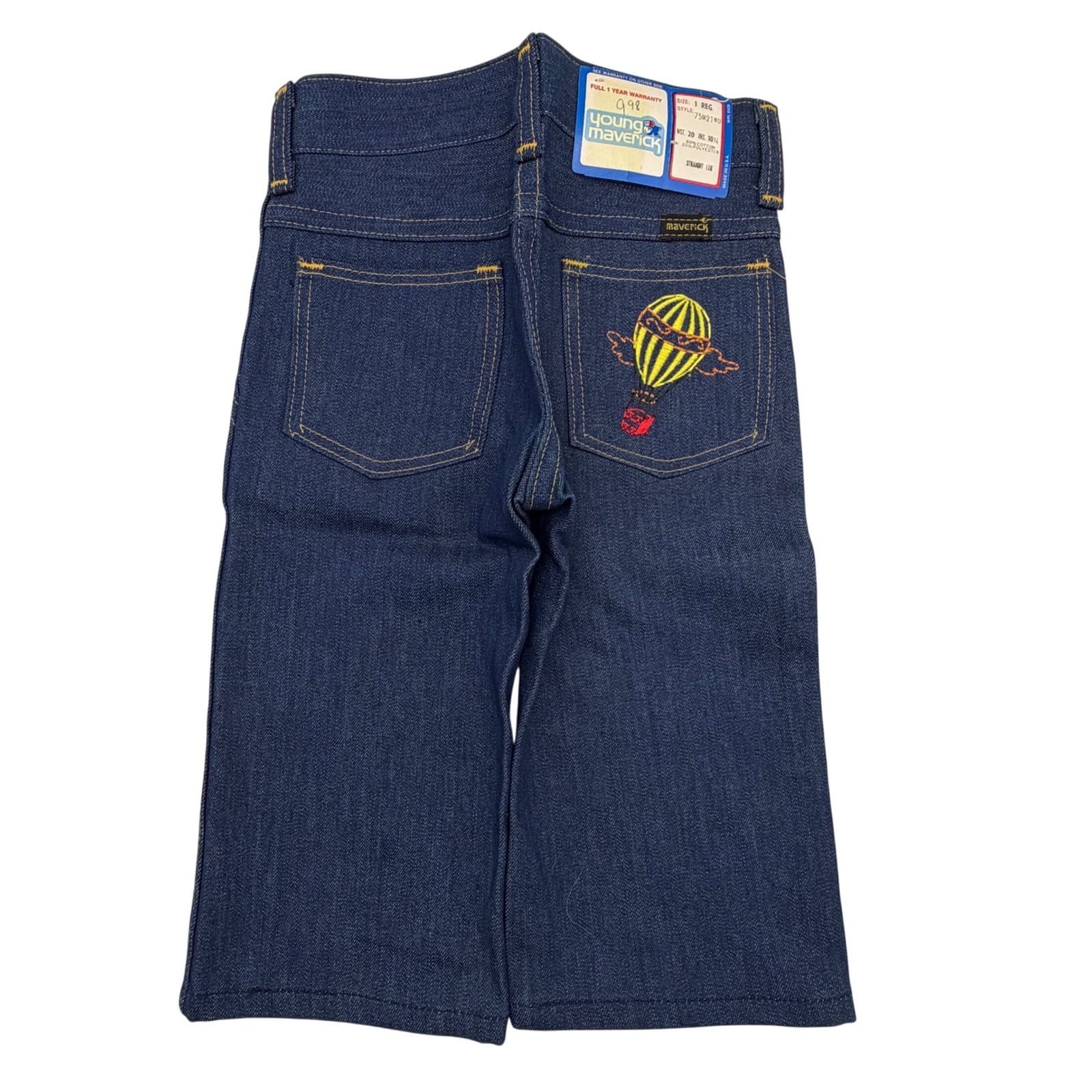 Young Maverick Straight Leg Jeans Toddler 1 Blue Cotton Blend Vintage 80s NWT