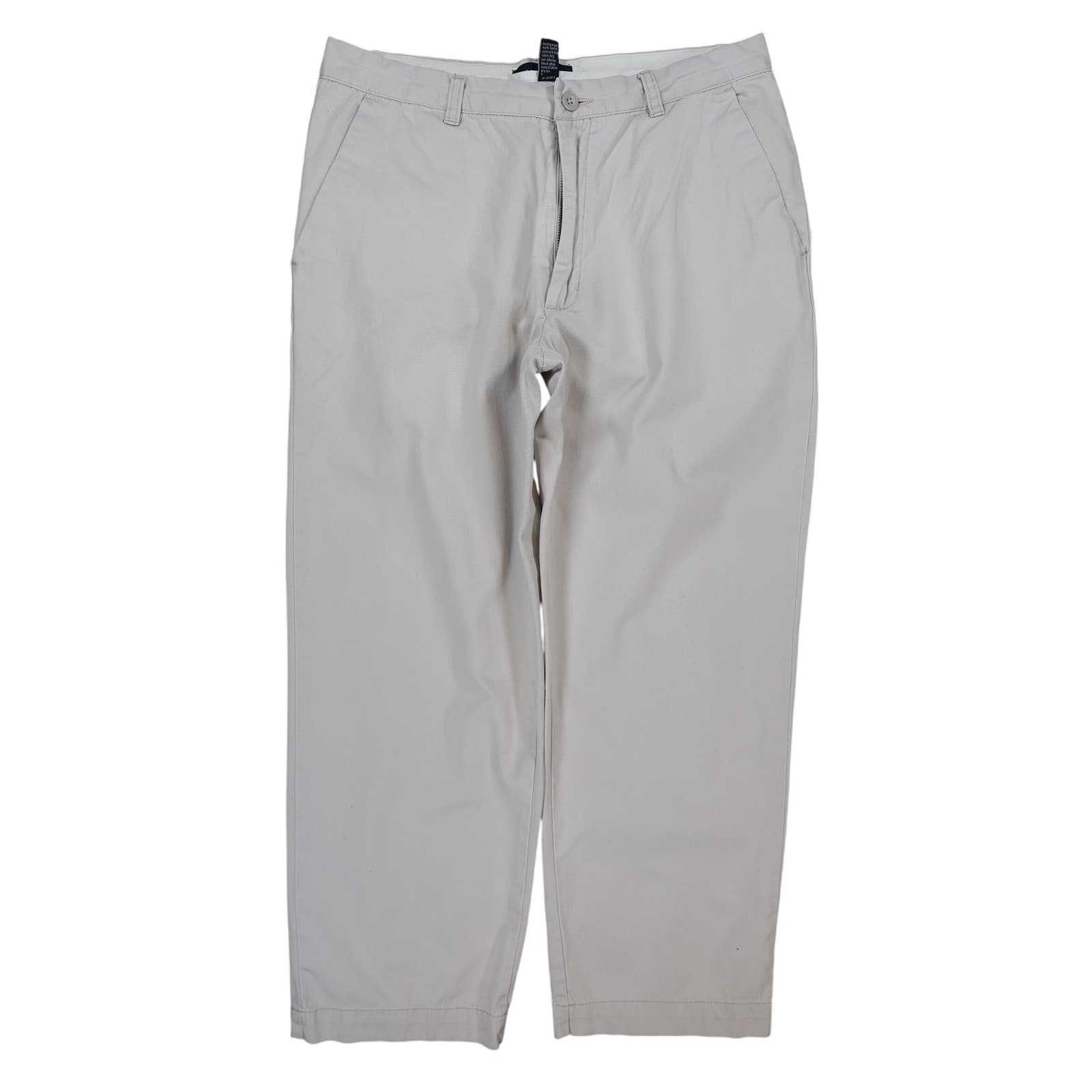 John Ashford Chino Pants Mens 34 Beige Cotton Relaxed Fit Khaki Trousers