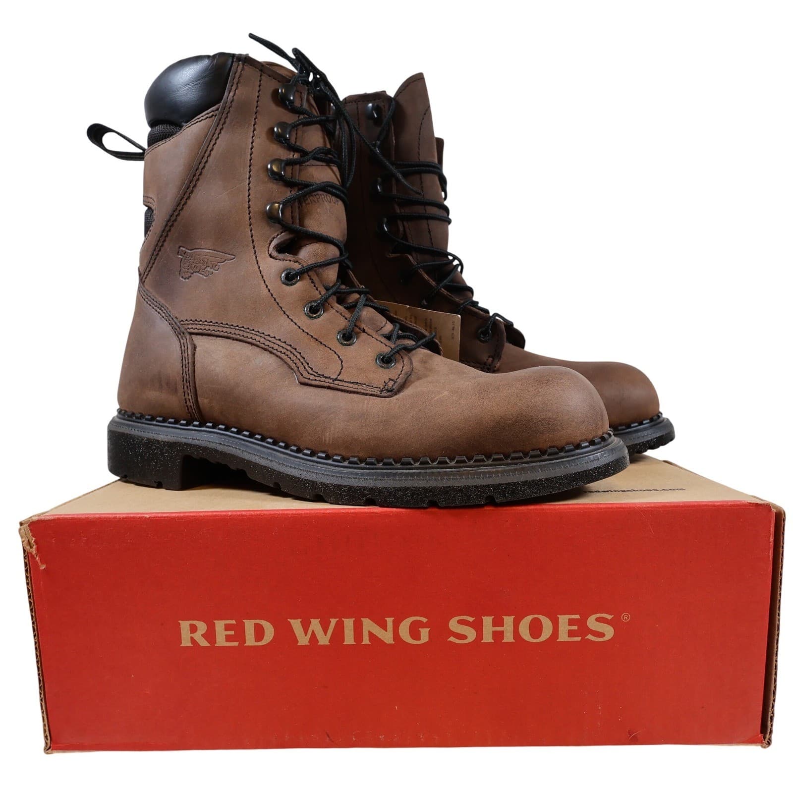 Red Wing 1411 Work Boots Mens 9 Brown Leather DynaForce Waterproof Insulated USA