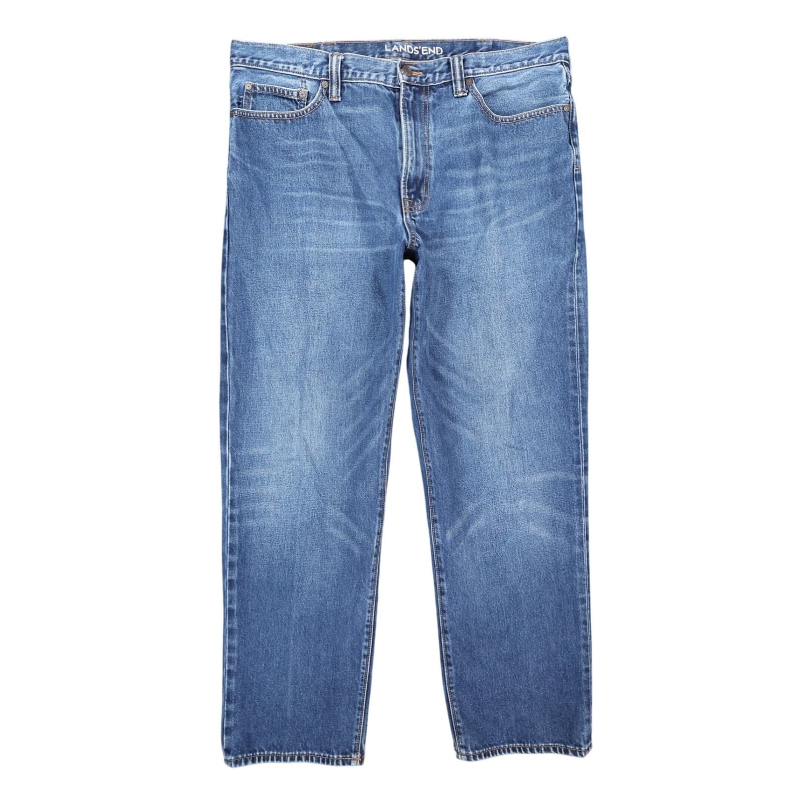 Lands' End Jeans Mens 37 Blue 100% Cotton Traditional Fit Straight Leg Denim