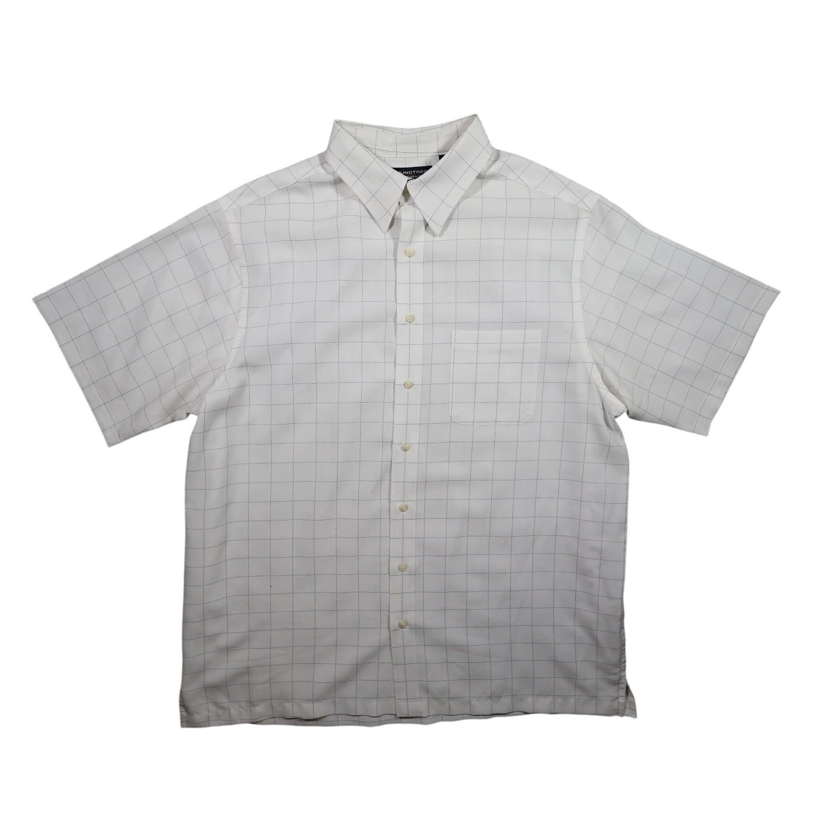 Roundtree & Yorke Button Up Shirt Mens 2XT White Excellent Short Sleeve Grid