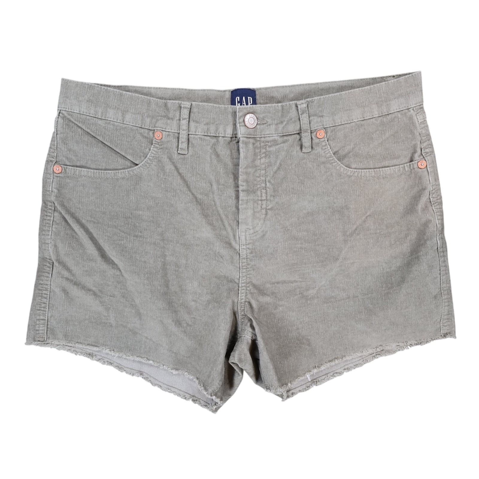 Gap Corduroy Shorts Women 12 Gray Cotton Blend Raw Hem Casual Mid Rise