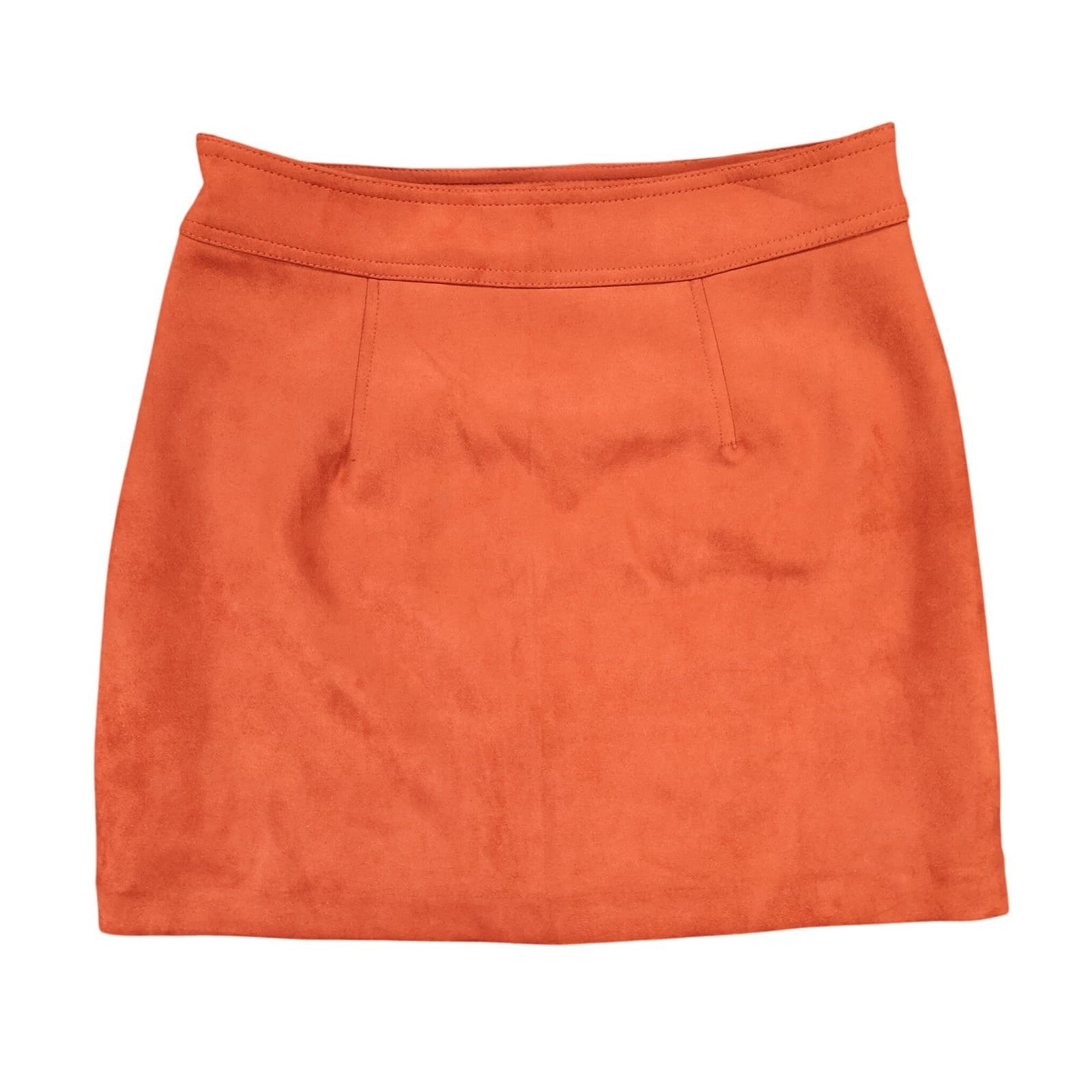 Philosophy Mini Skirt Womens 6 Burnt Orange Faux Suede Pocket Utility Boho Rust