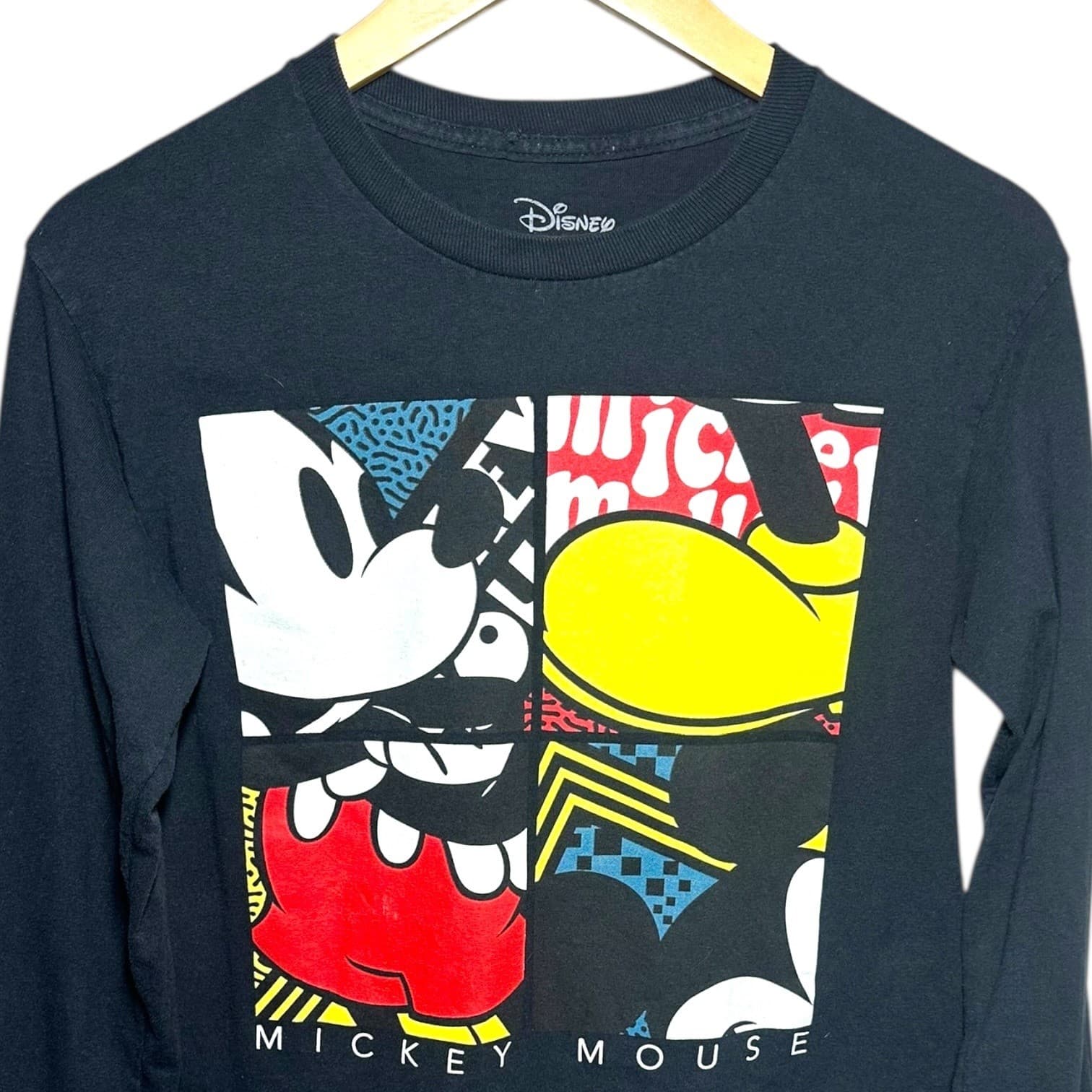Disney Men Mickey Mouse Graphic Long Sleeve T Shirt Black Size S
