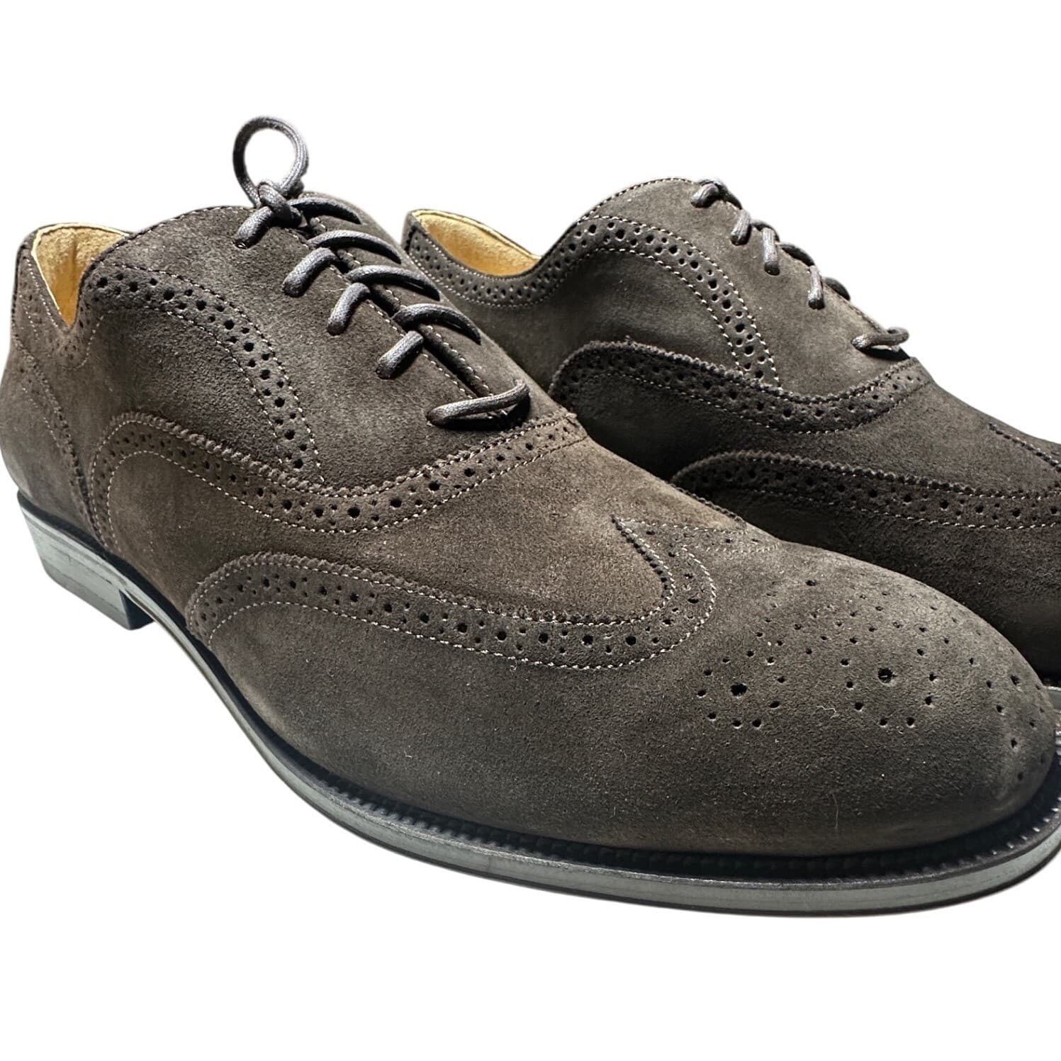 Lands' End Wingtip Oxford Men's 13D Dark Brown Suede NEW Dress Shoes
