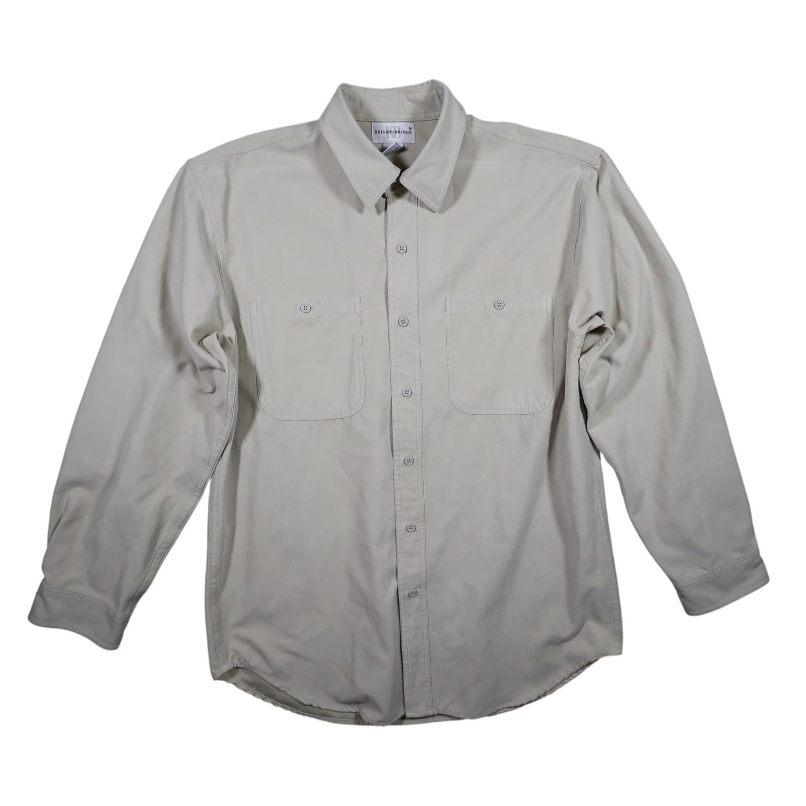 Knightsbridge Button Up Shirt Mens Medium Beige Excellent Vintage Faux Suede
