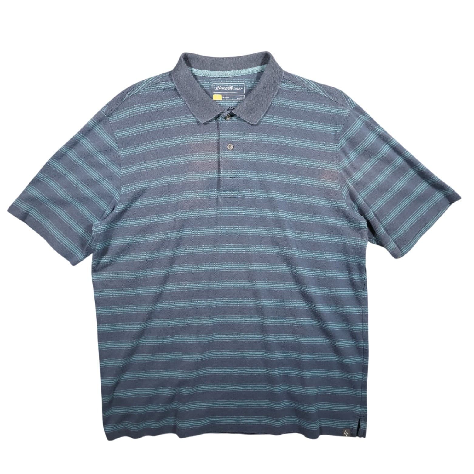 Eddie Bauer Travex Polo Shirt Mens Large Blue Excellent Vintage